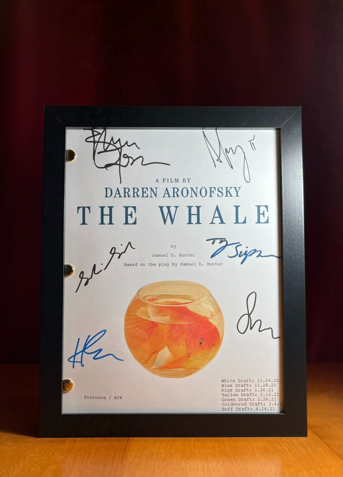 The Whale Script Cast-Signed- Autograph Reprints- Brendan Fraser- Whale Movie