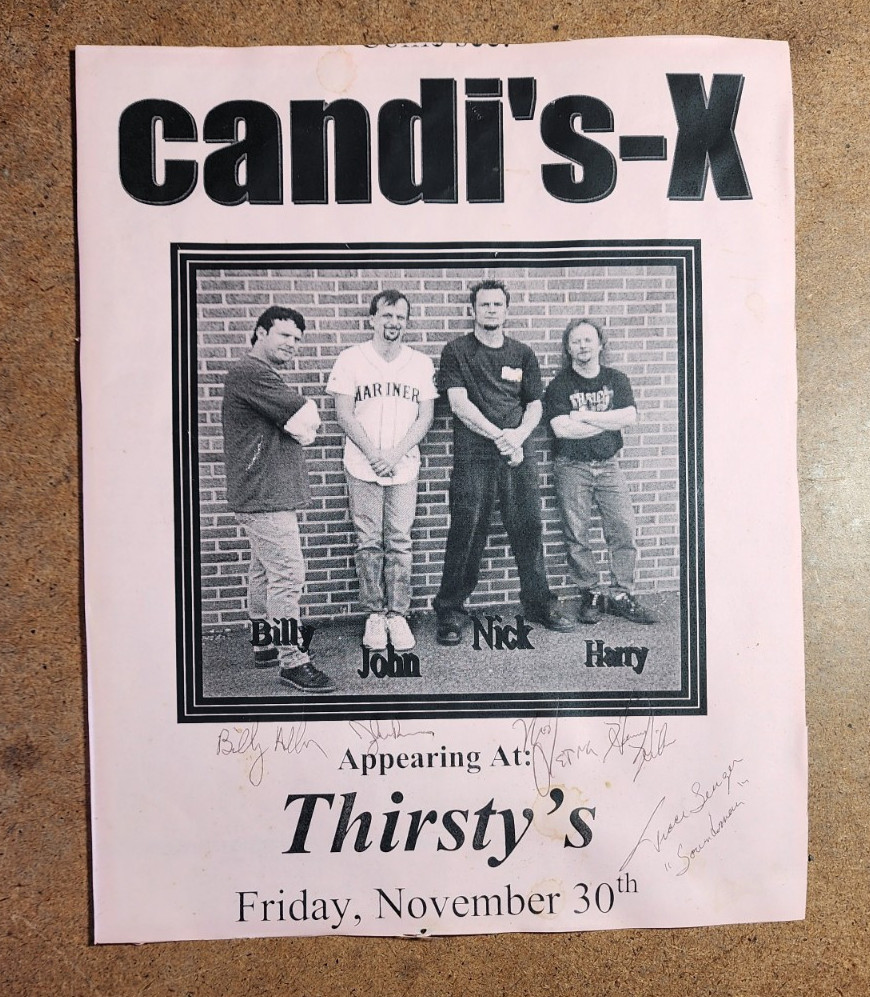 CANDI’S-X Appearing at Thirsty’s Concert Poster / Hand Bill SIGNED by The Band