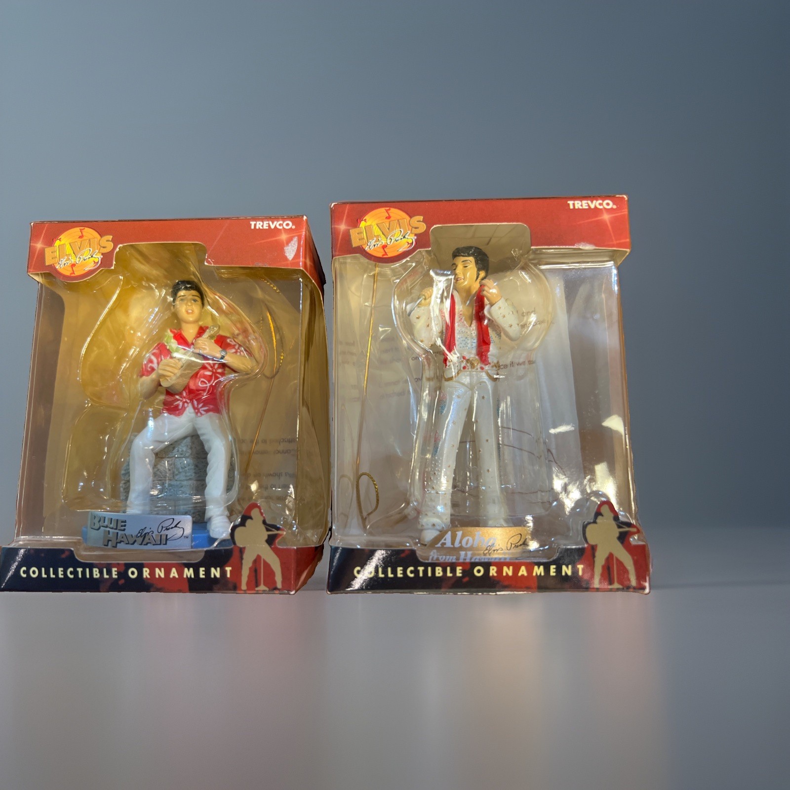 Lot Of 2 2002 Trevco Elvis Presley Collectible Christmas Ornaments NIB