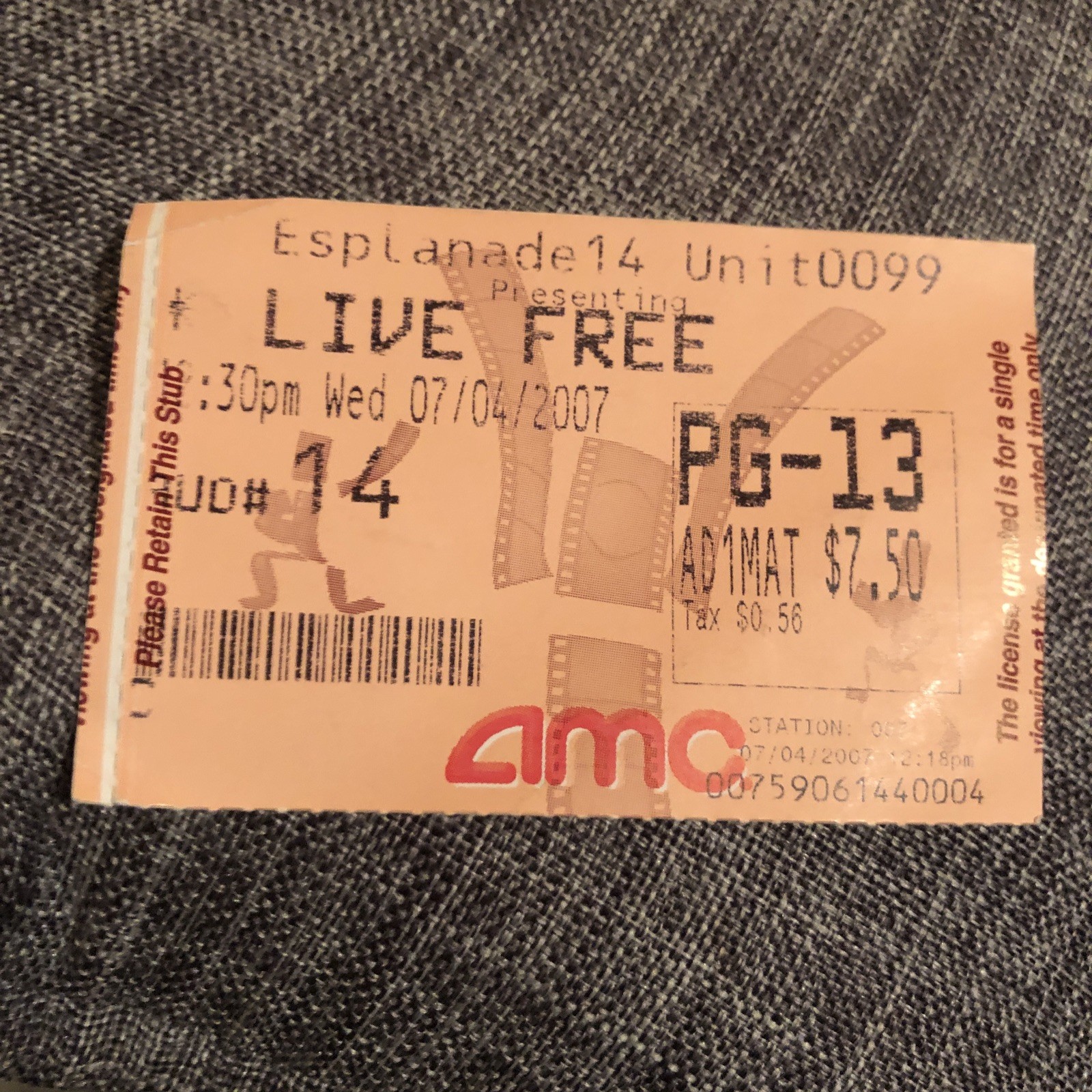 LIVE FREE OR DIE HARD – 2007 Movie Theater Ticket Stub, used Cinema Souvenir