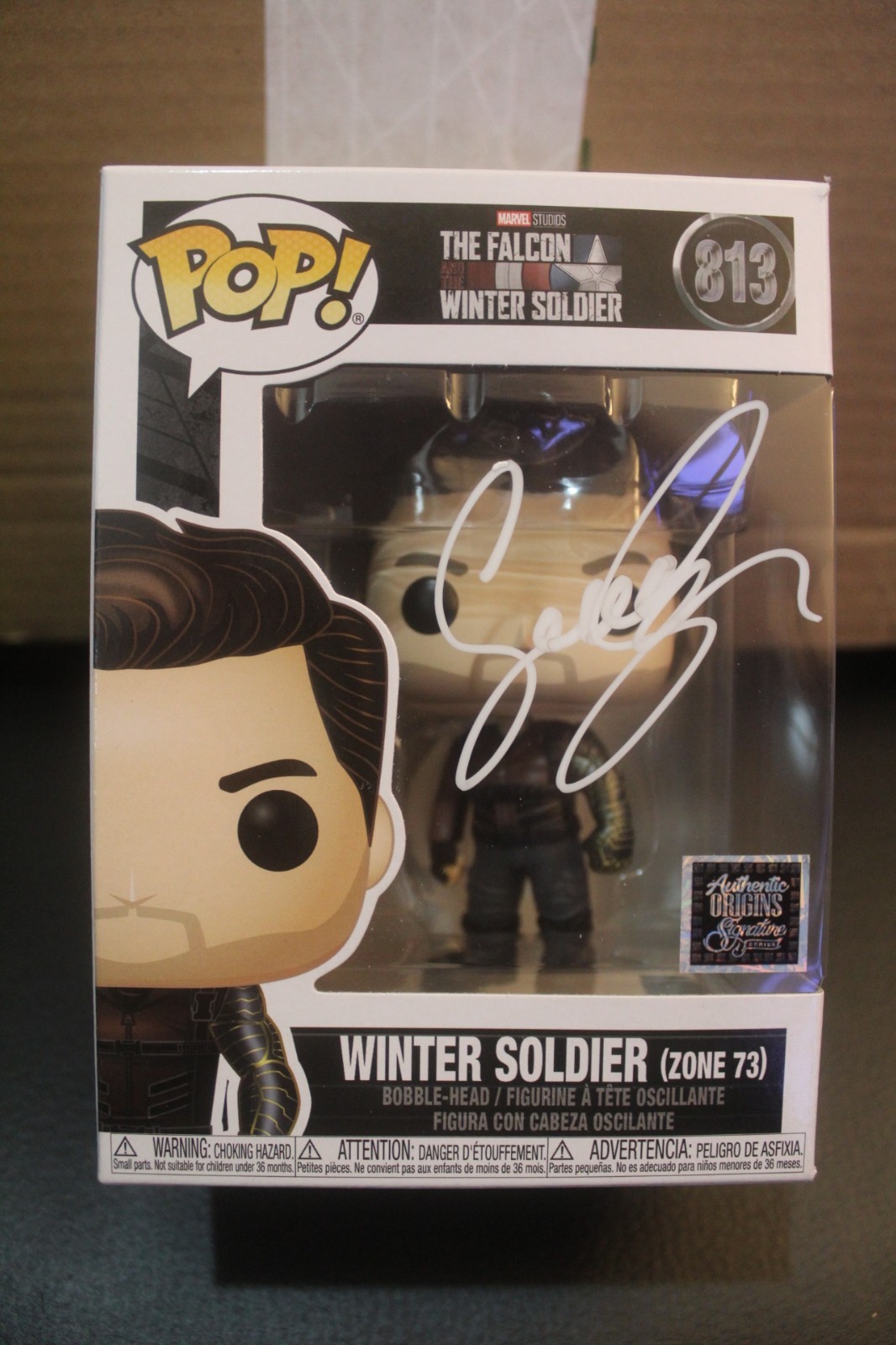 Signed Funko Pop#813 – The Falcon and the Winter Soldier – Sebastian Stan + COA