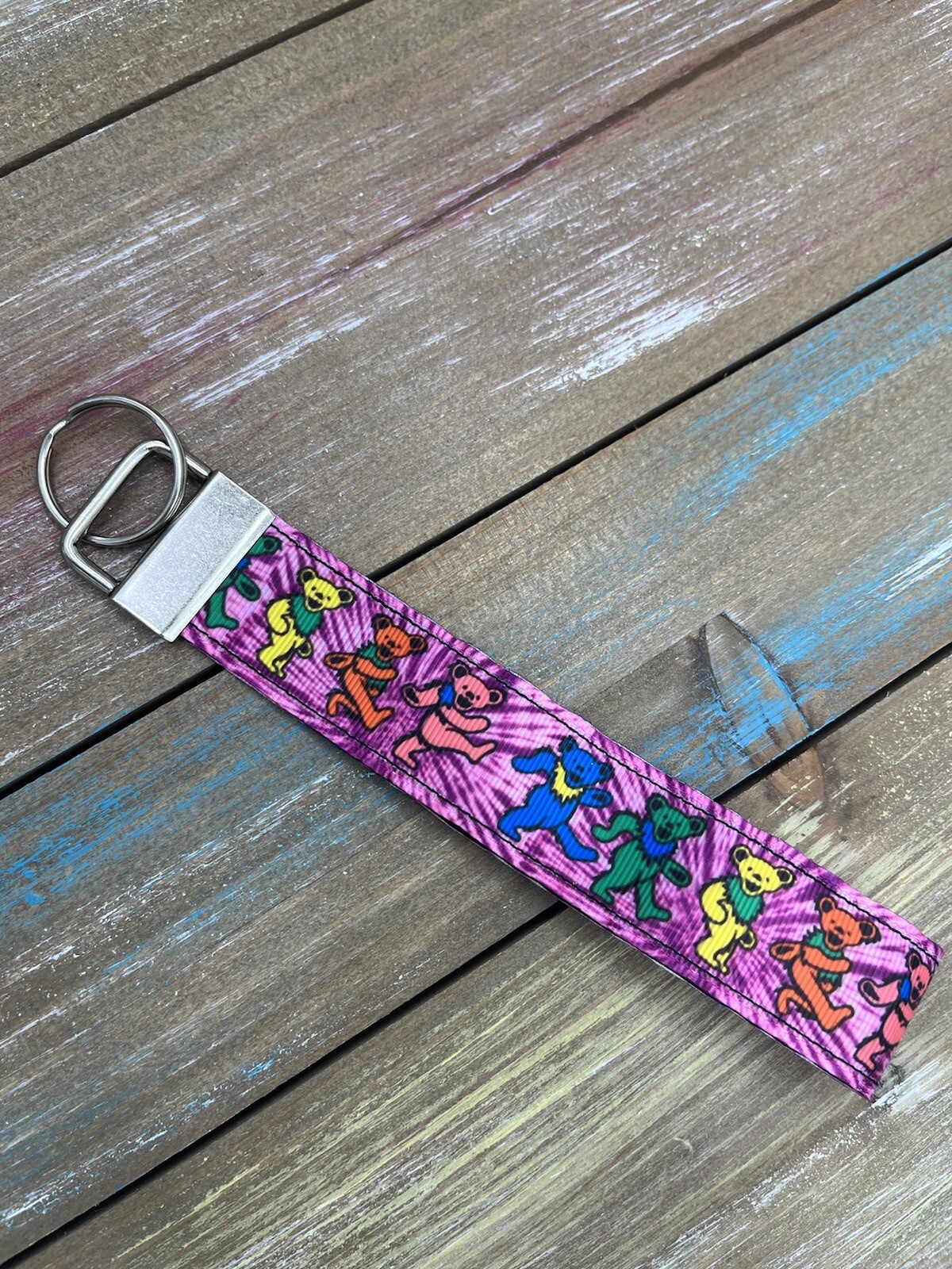 Dancing bears Grateful Dead keychain lanyard