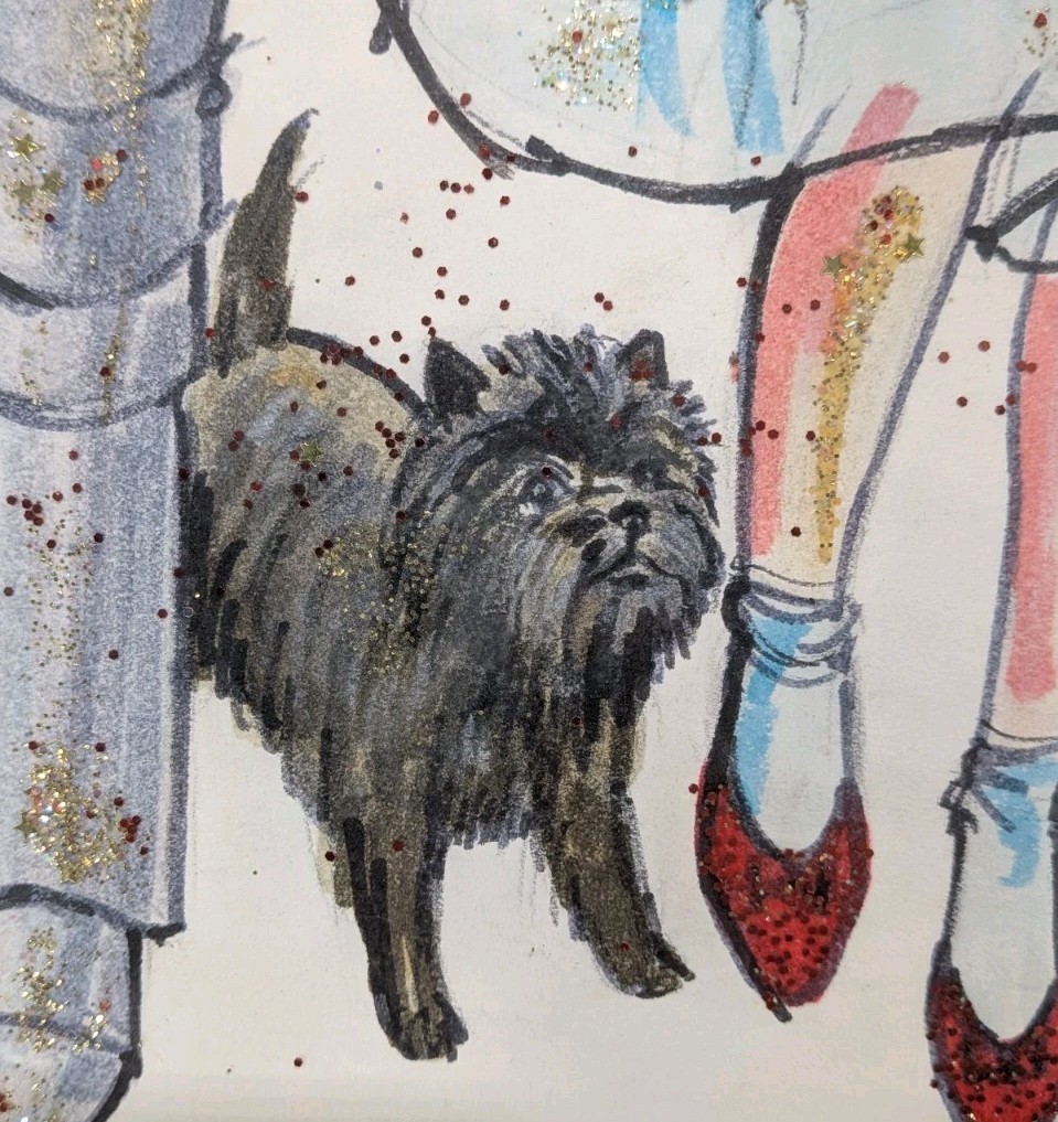 Vintage Wizard Of Oz Marker Drawing Artist Framed 22×20 Glitter Over The Rainbow