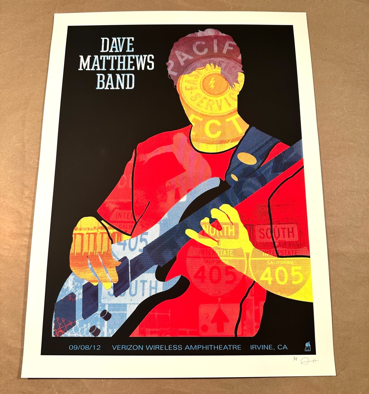 🚦 Dave Matthews Band Poster Irvine 2012 Methane Signed AP Stefan 9/8 Meadows CA