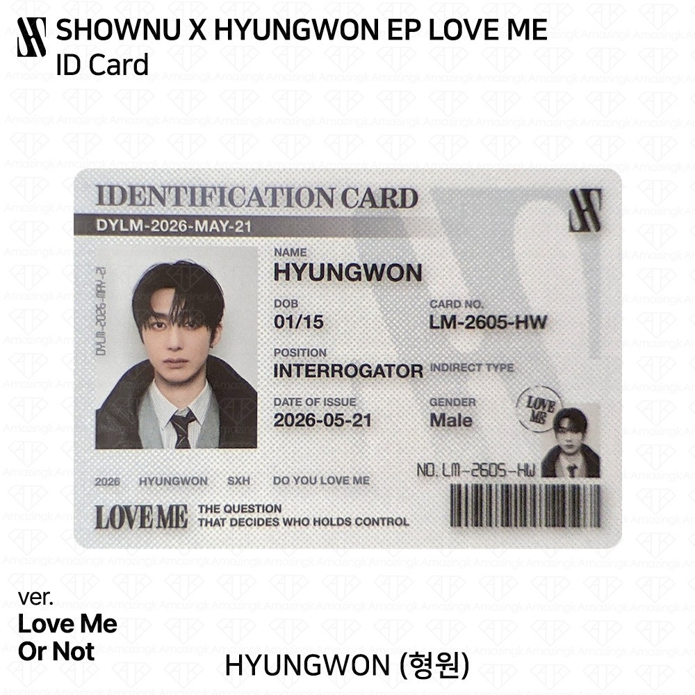 SHOWNU X HYUNGWON EP LOVE ME Standard/Digipack/Losing Control ver. Photocard