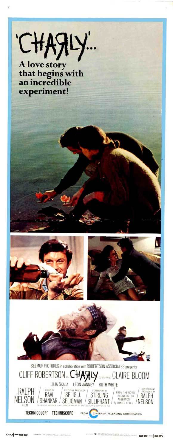 CHARLY Movie POSTER 14×36 Insert Cliff Robertson Claire Bloom Lilia Skala Leon