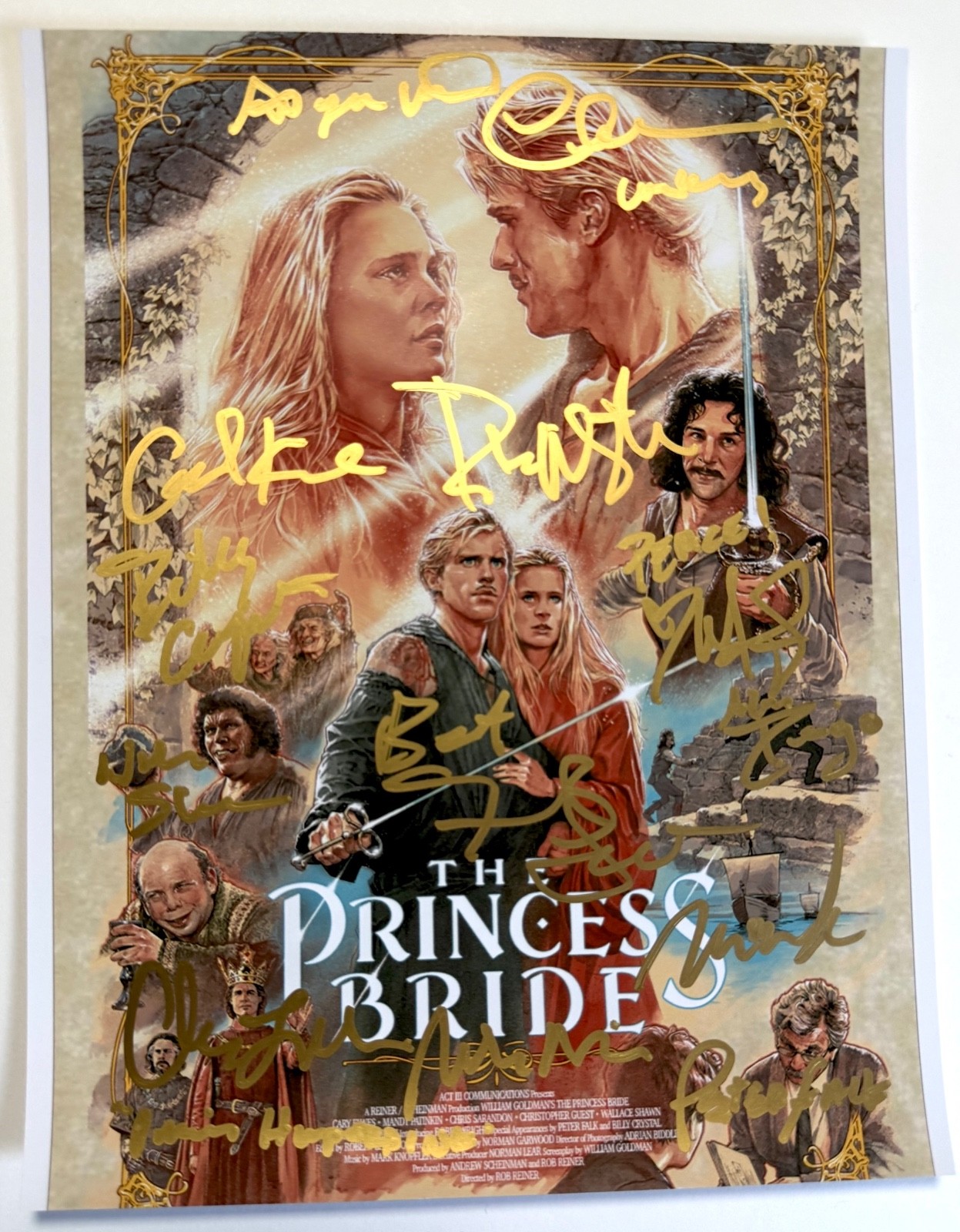 PRINCESS BRIDE 8×10 photo cast signed by CARL ELWES ROBIN WRIGHT ROB REINER
