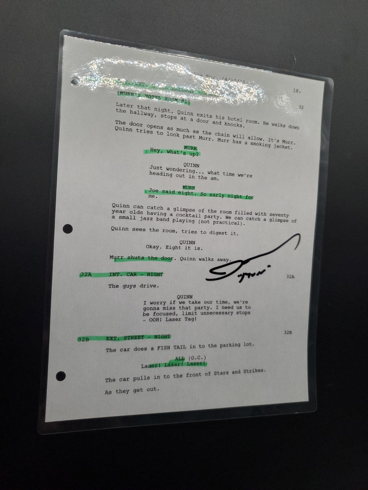 James Murray “Murr” Impractical Jokers Autographed 8×10 Signed Movie Script Page
