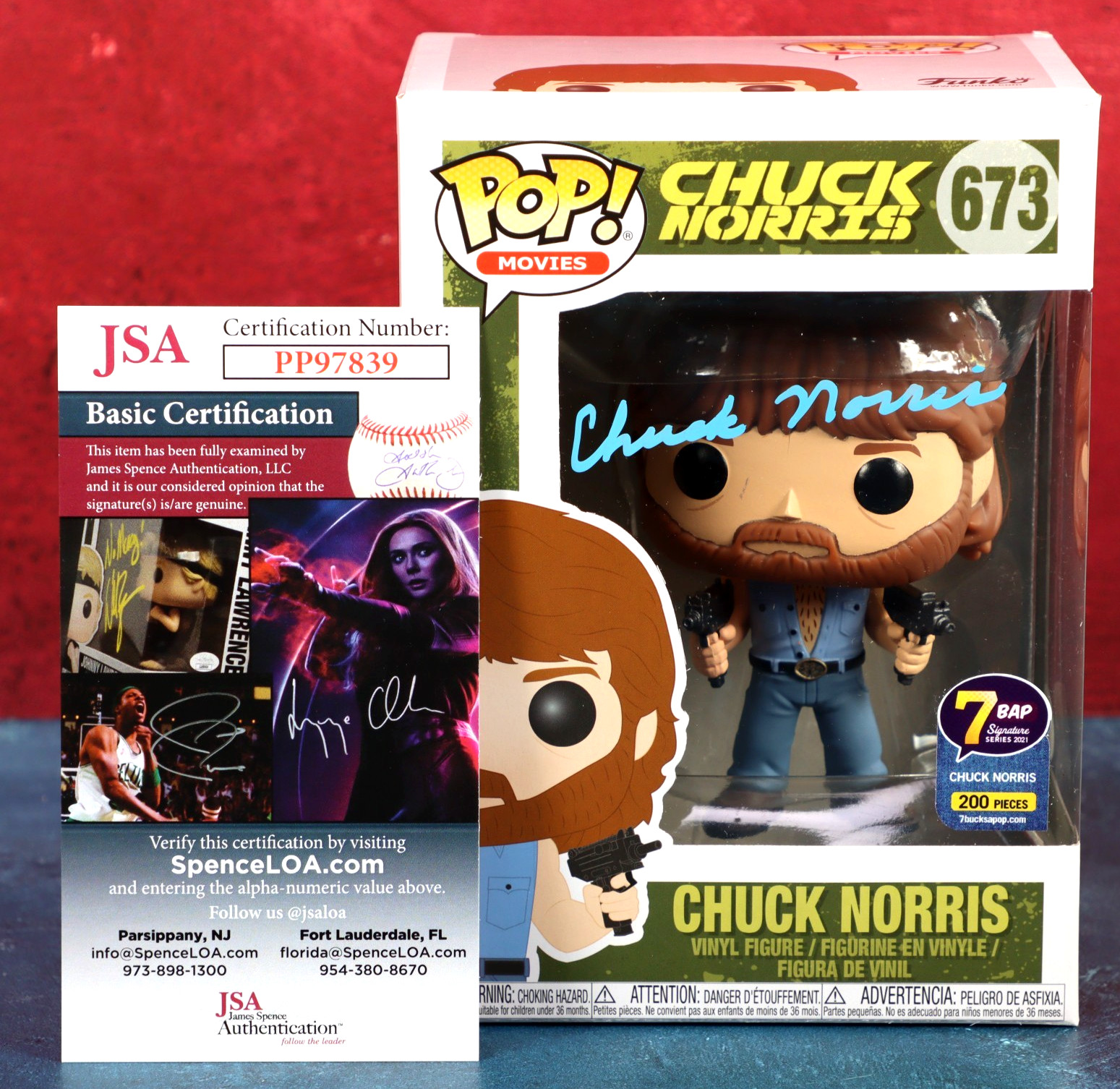 Funko Pop Chuck Norris 673 Signed Chuck Norris 7BAP LE 200 JSA COA W/ Protector