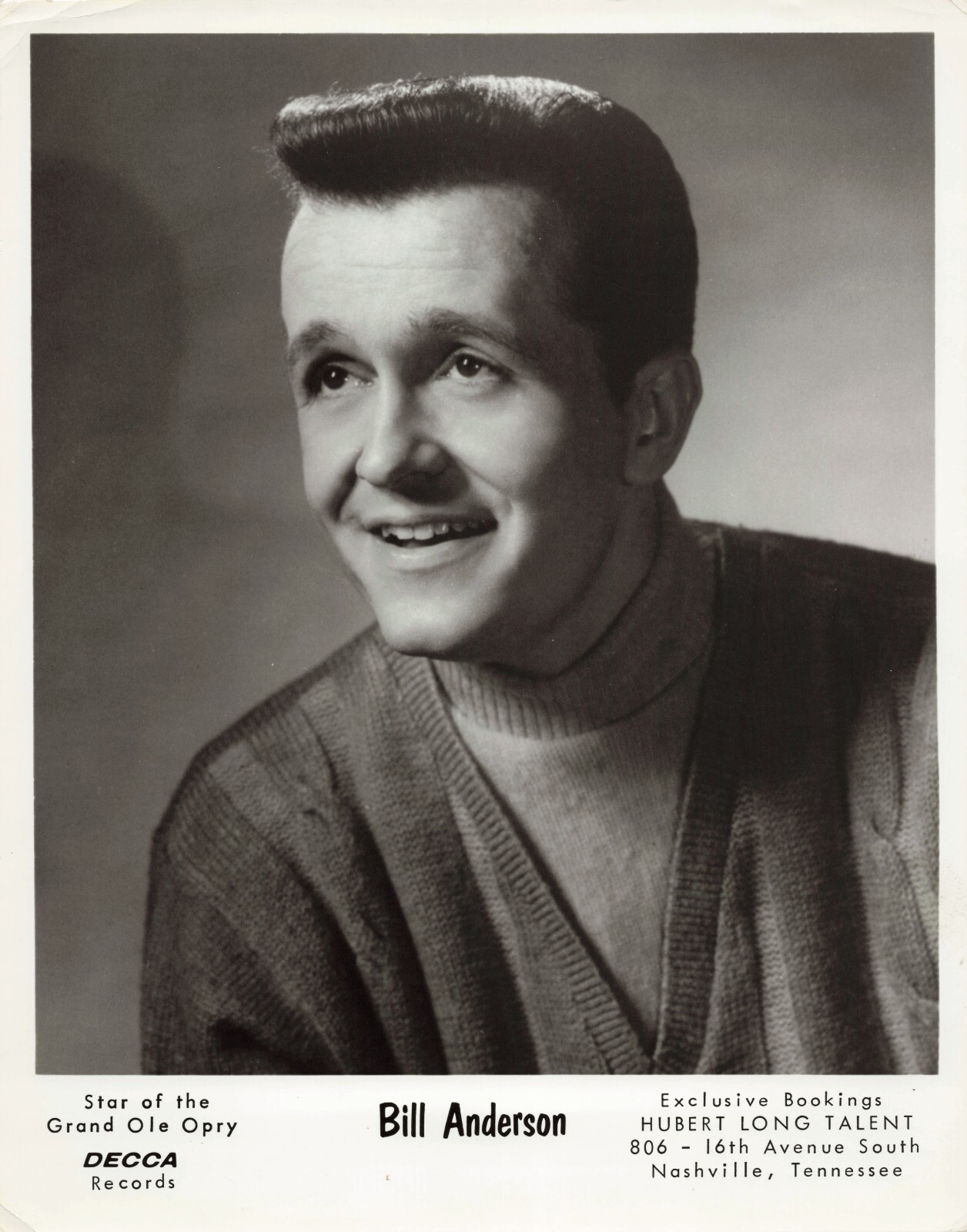 BILL ANDERSON Vintage 8×10 Photo COUNTRY MUSIC 24