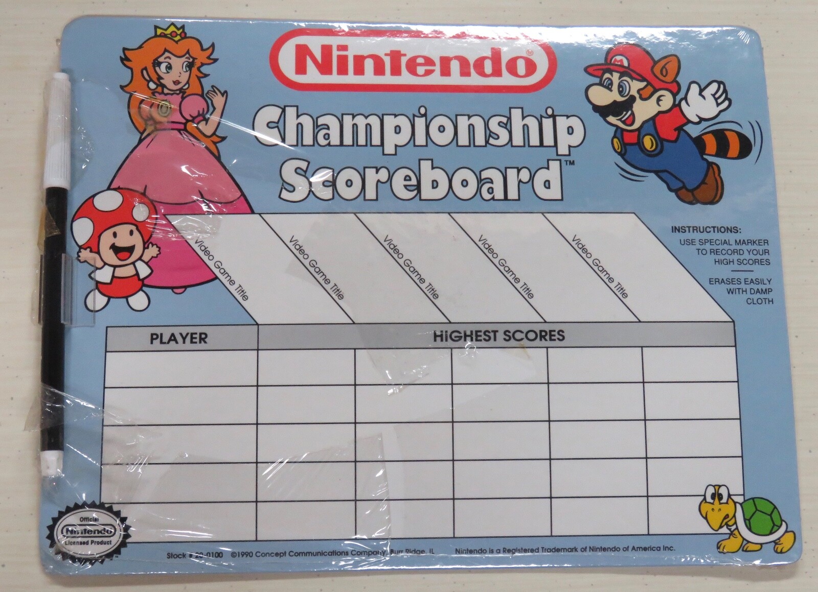 Nintendo Power Championship Scoreboard 1990 Super Mario Sealed with Marker Rare