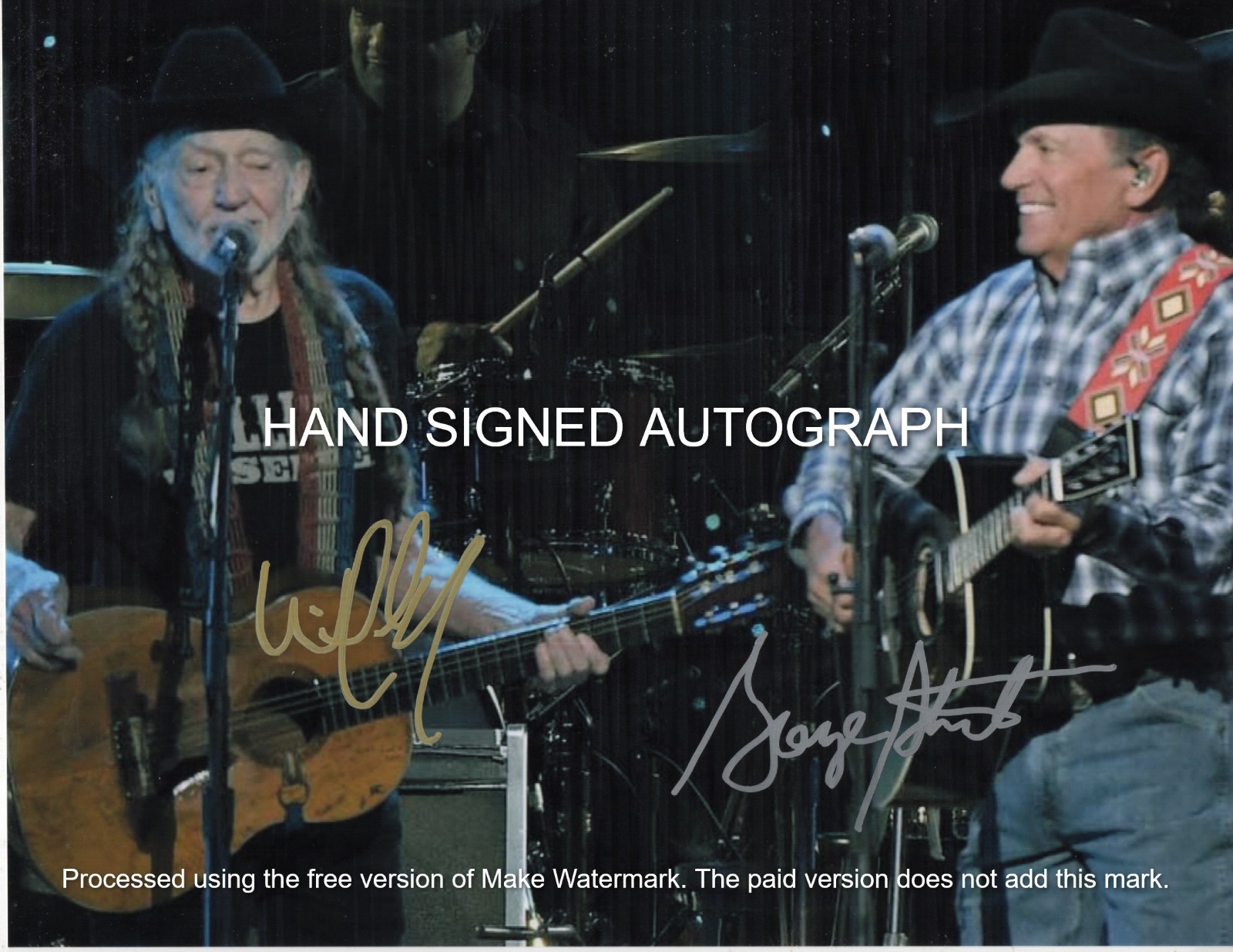 WILLIE NELSON – GEORGE STRAIT DOUBLE AUTOGRAPHED 8 1/2 X 11 COLOR PHOTO / COA