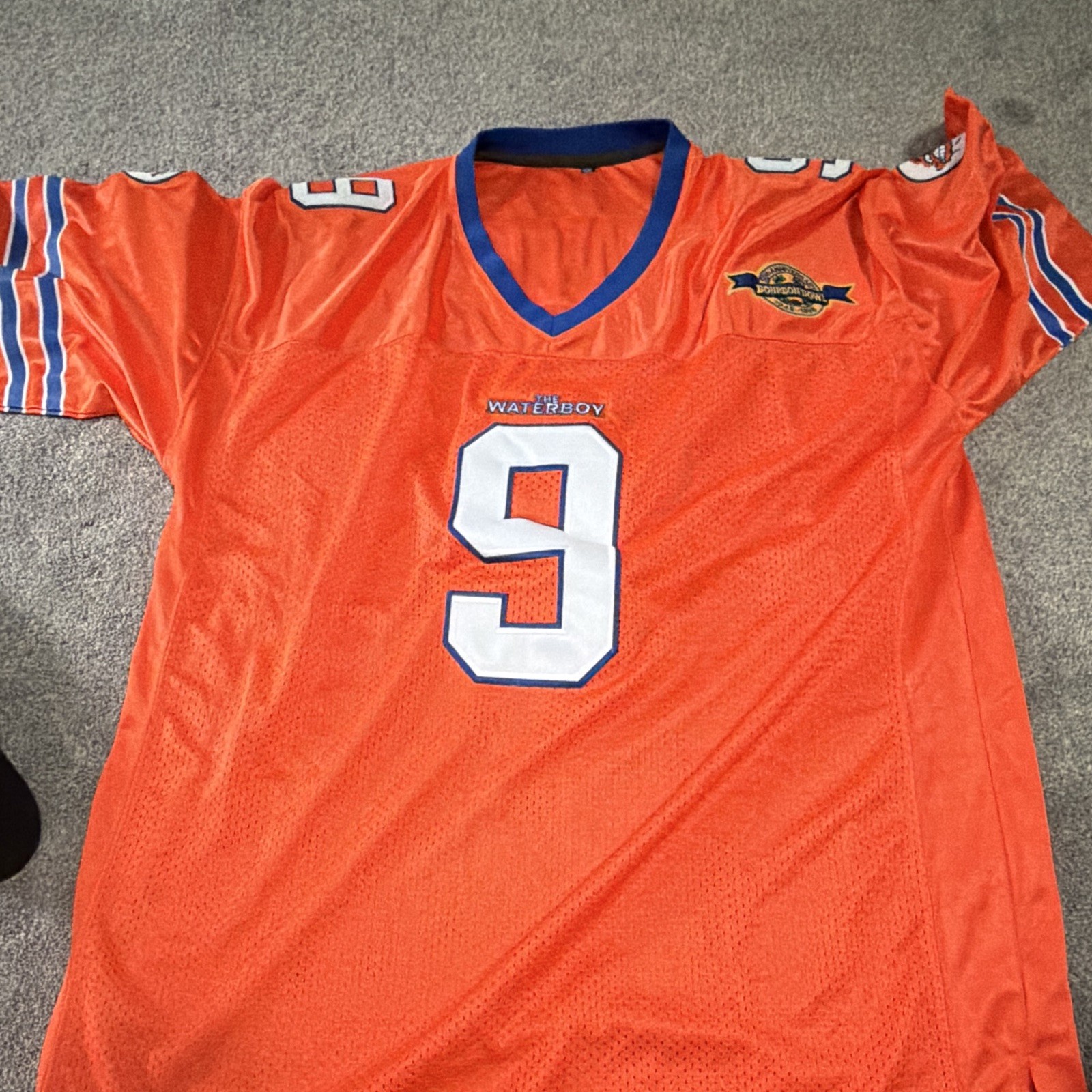 The Waterboy 3XL Boucher #9 Orange Football Jersey Bourbon Bowl 50th Patch