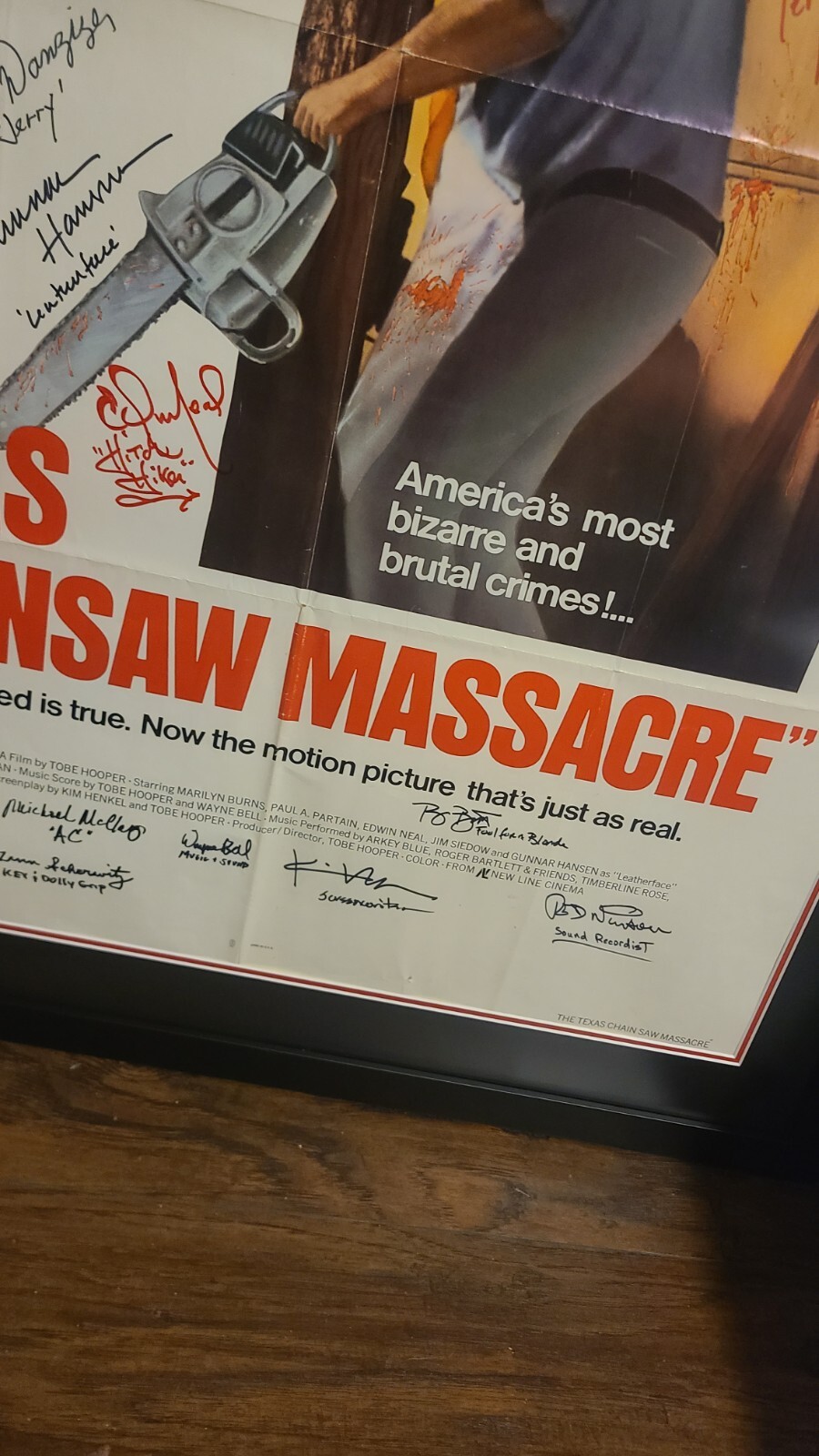 The Texas Chainsaw Massacre 27×41 Framed 1 Sheet Poster Autographed x14 JSA LOA