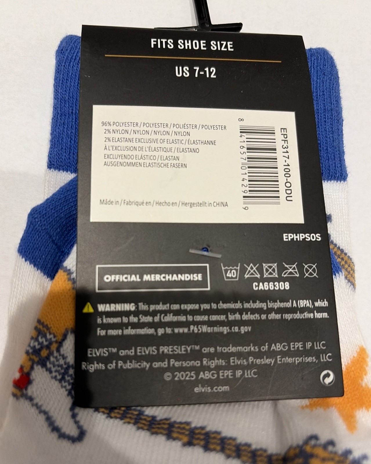 ❤️Elvis Presley One Size Novelty Socks NWT❤️