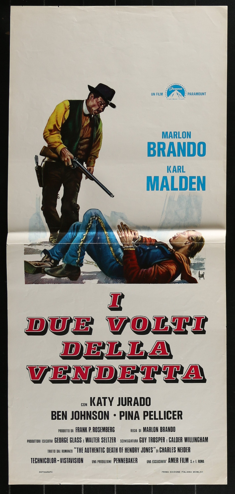 ONE-EYED JACKS 1961 Original Italian Movie Poster Marlon Brando Western