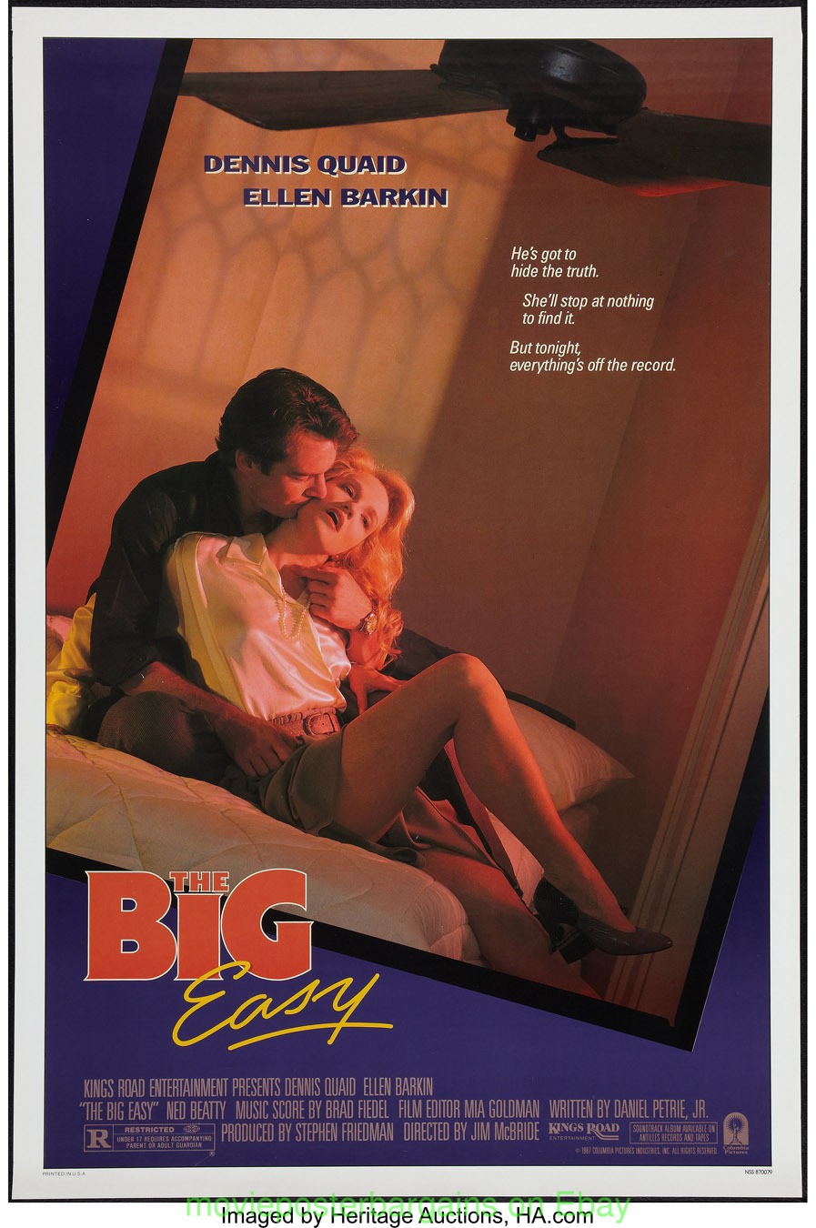 THE BIG EASY MOVIE POSTER Rolled One Sheet 27×41 DENNIS QUAID ELLEN BARKIN 1986