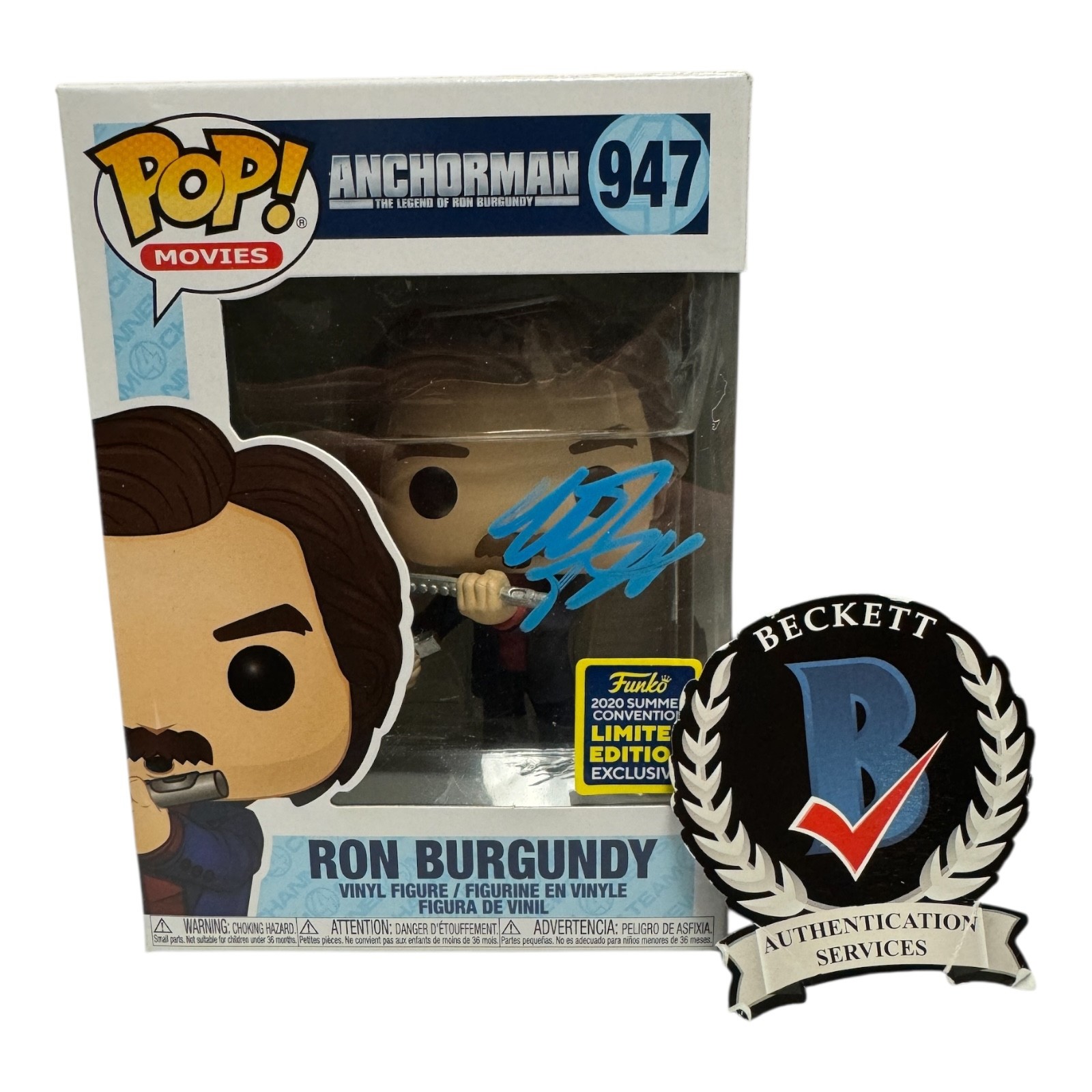 Will Ferrell Signed Autograph Anchorman Funko Pop 947 BAS Ron Burgundy