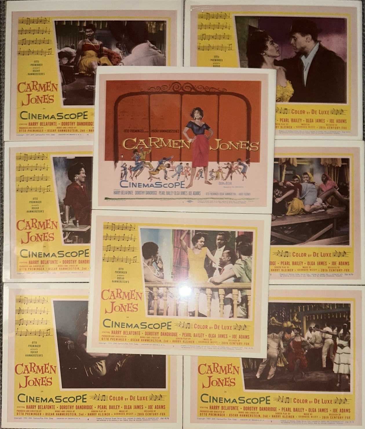 20th Century Fox’s 1954 Carmen Jones Lobby Posters Complete Set A+ Quality 11×14