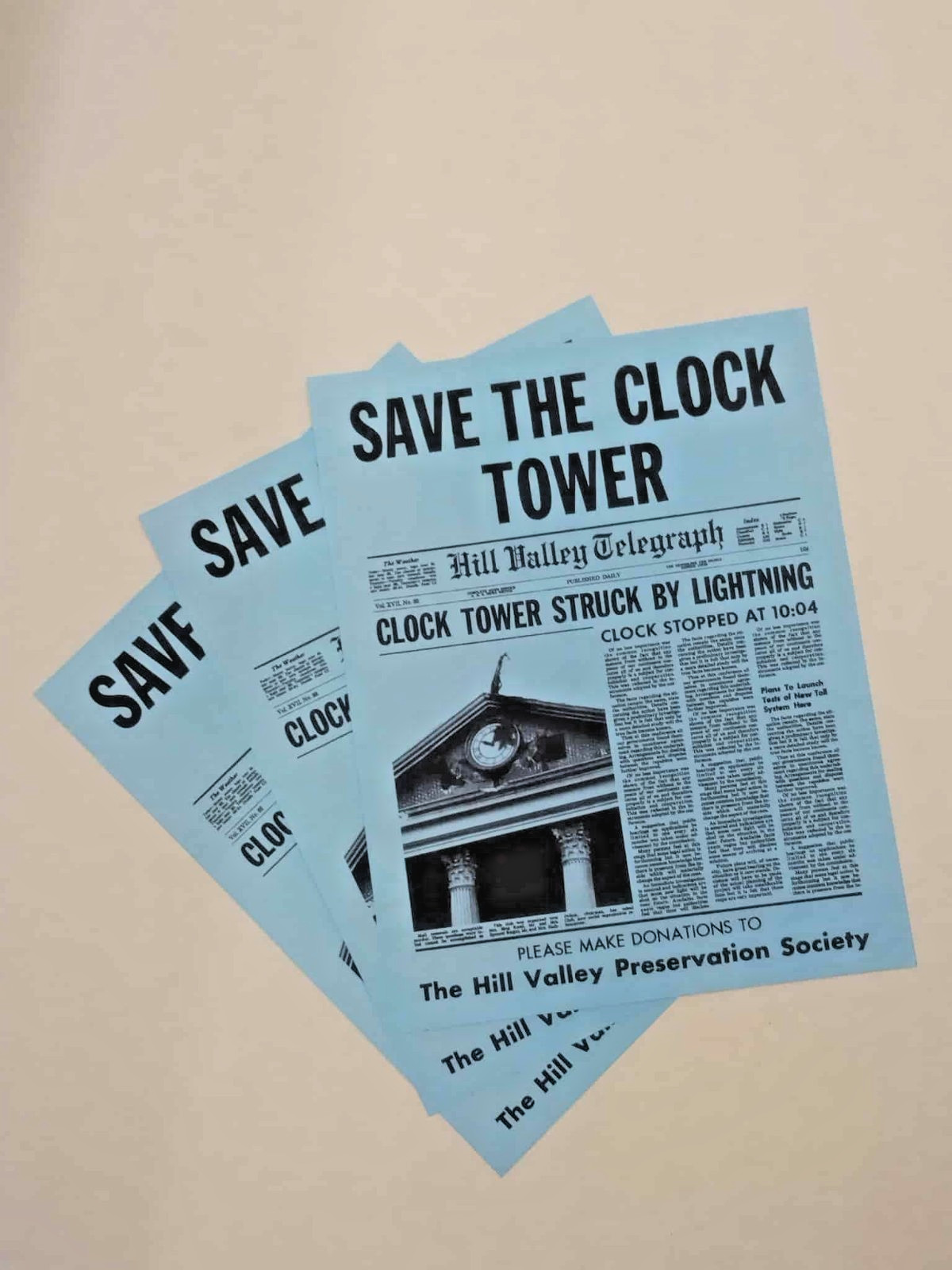 Back To The Future Save The Clock Tower Flier Set 3 Prop/Replicas