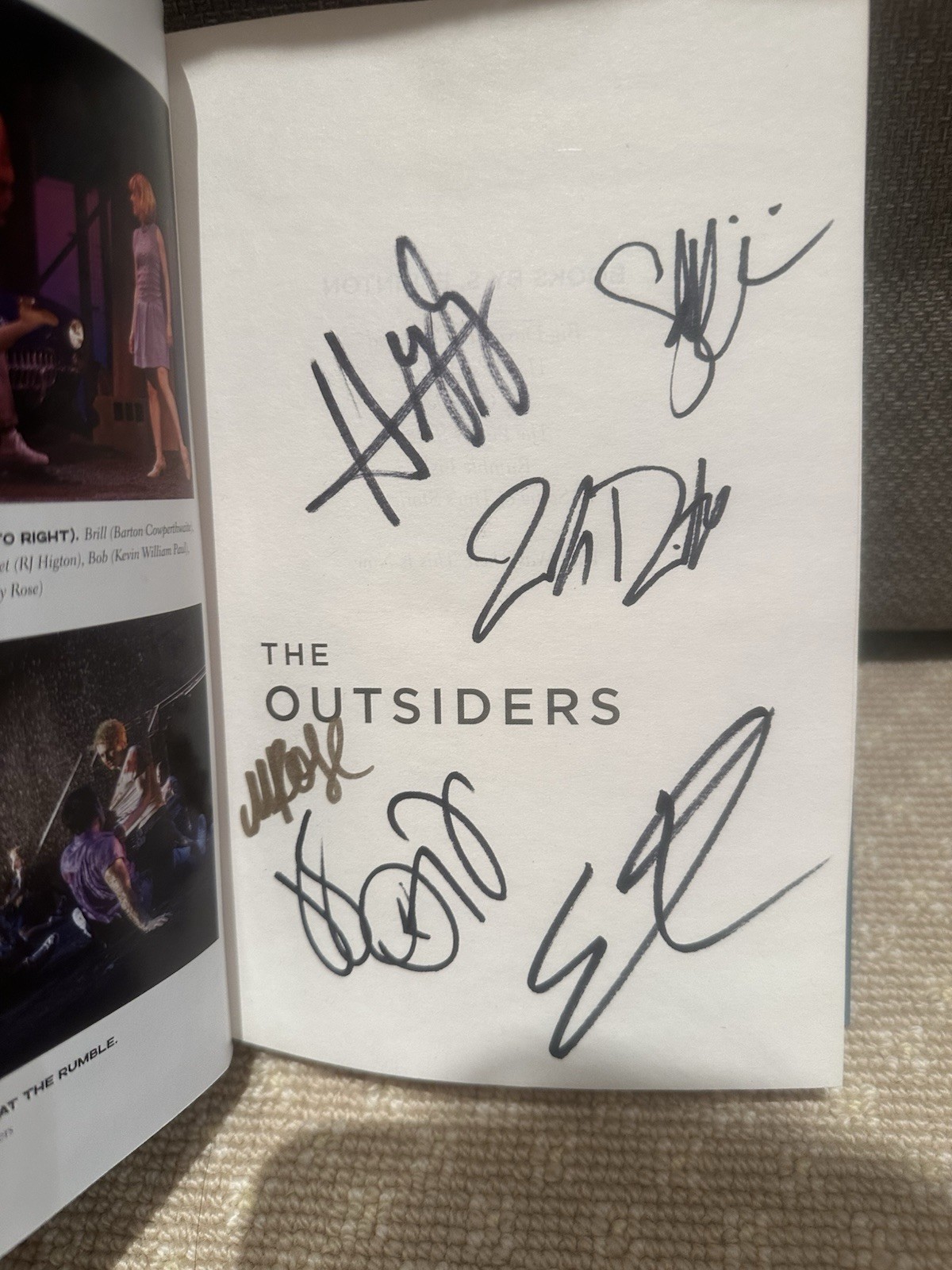The Outsiders Signed Hardcover Broadway Edition Book By Musical Cast Members