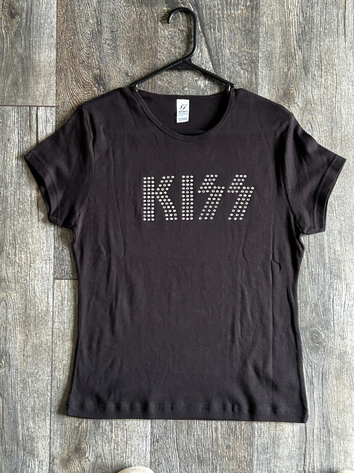 vintage KISS Concert Women’s Shirt Rhinestone Logo Reunion Tour XL Gaziani