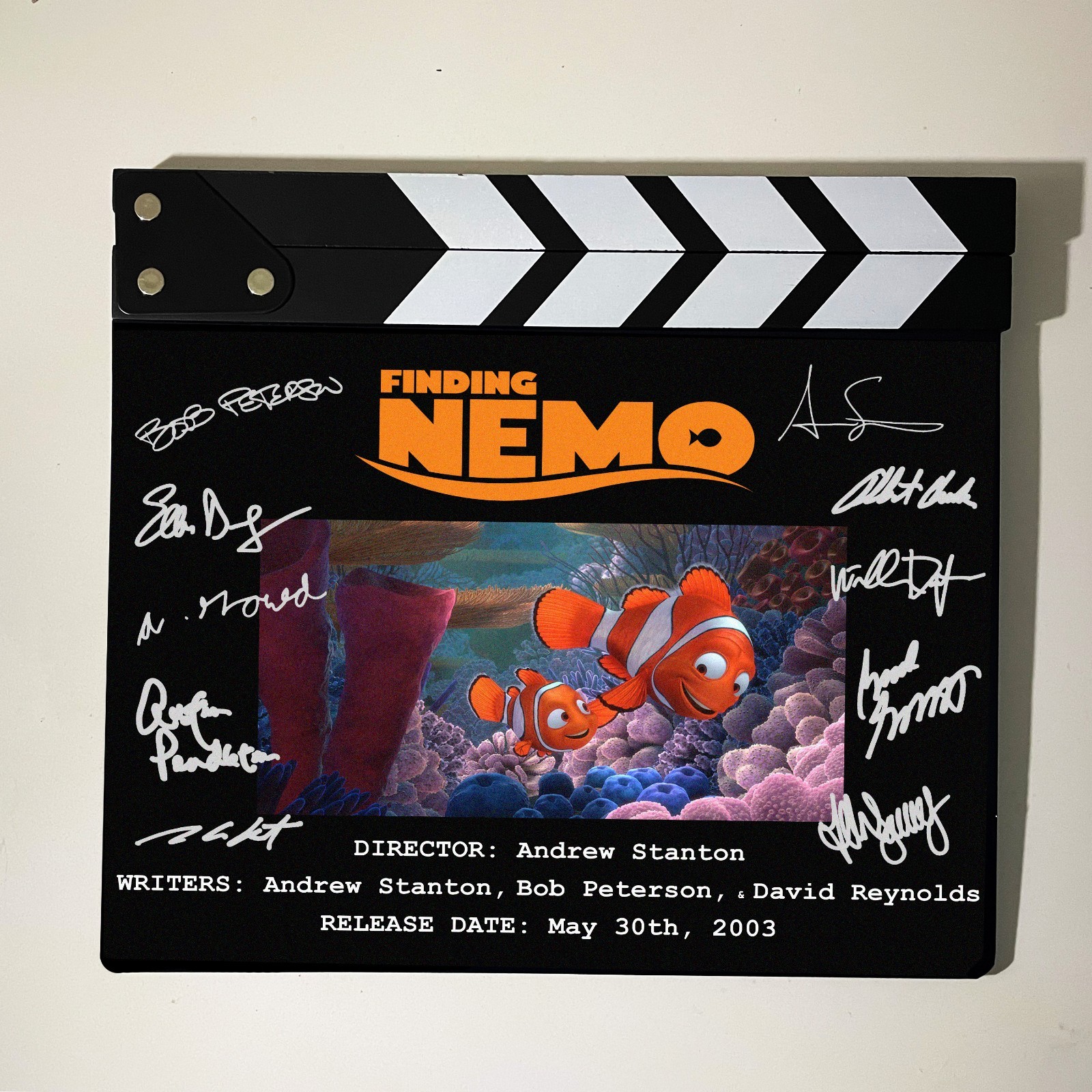 Finding Nemo (2003) Autographed Signed Facsimile Movie Clap Board Prop