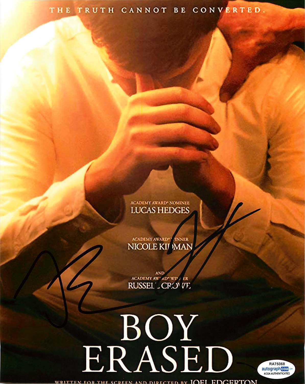 Lucas Hedges & Joel Edgerton Signed Autographed BOY ERASED 8×10 Photo ACOA