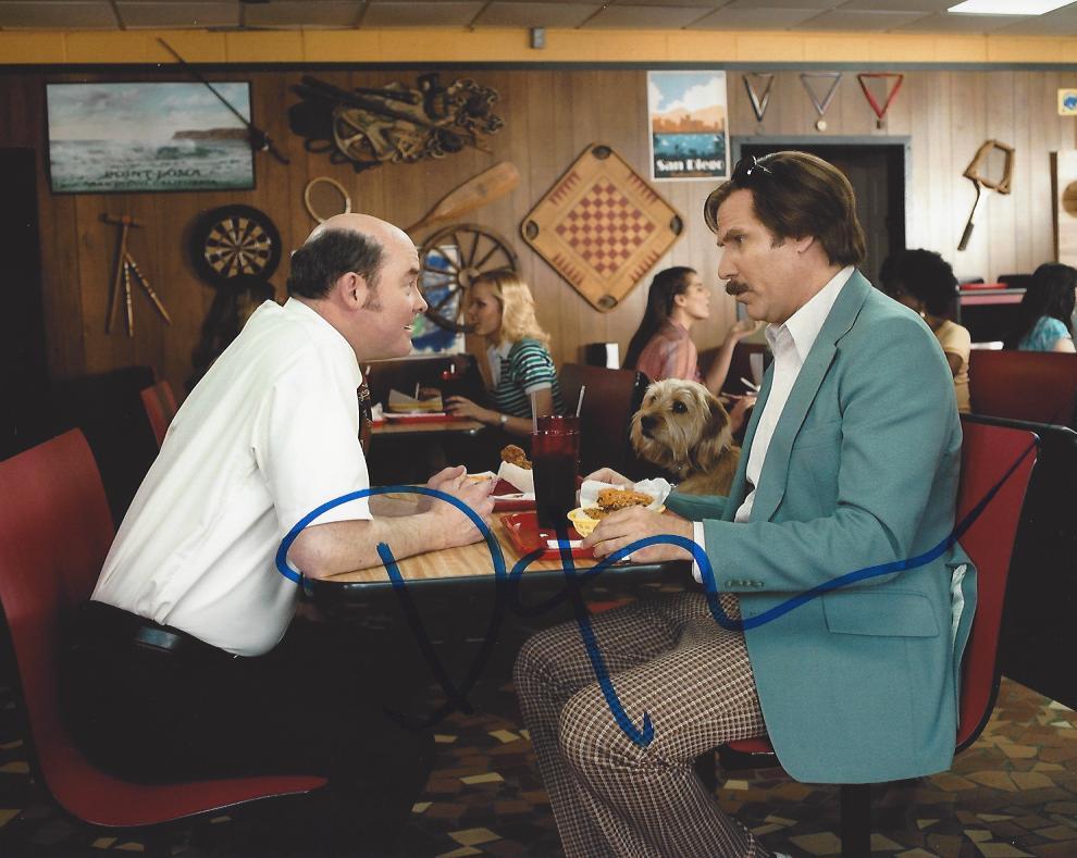 ACTOR COMEDIAN DAVID KOECHNER SIGNED ANCHORMAN 8X10 PHOTO A W/COA CHAMP KIND