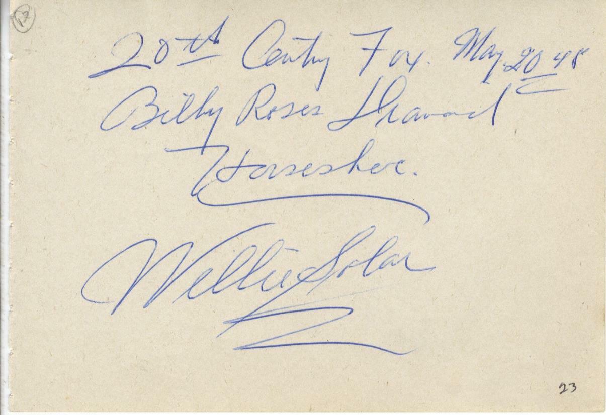 WILLIE SOLAR-ORIGINAL AUTOGRAPHED ALBUM PAGE