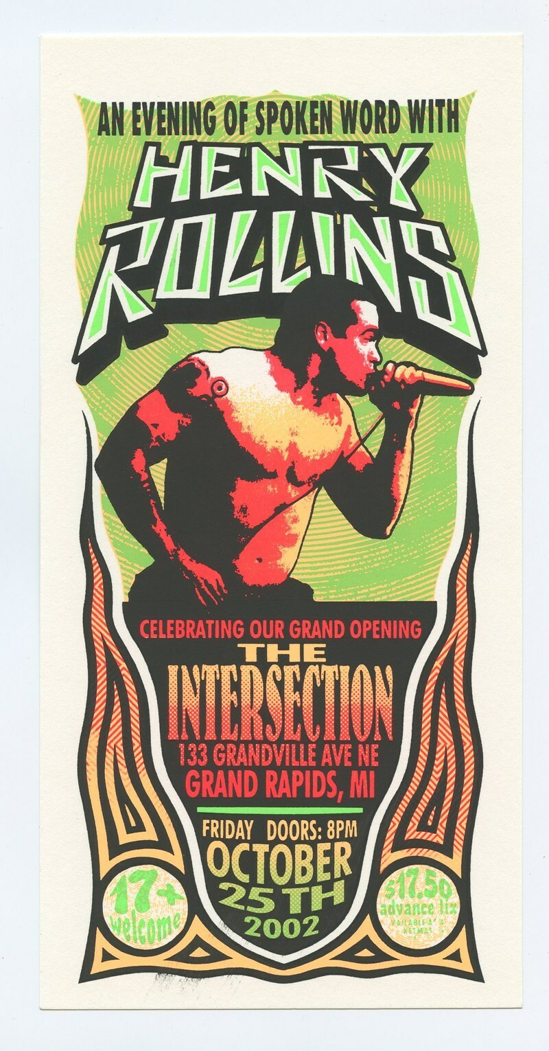 Henry Rollins Handbill 2002 October 25 An Evening of Spoken Word Grand Rapids