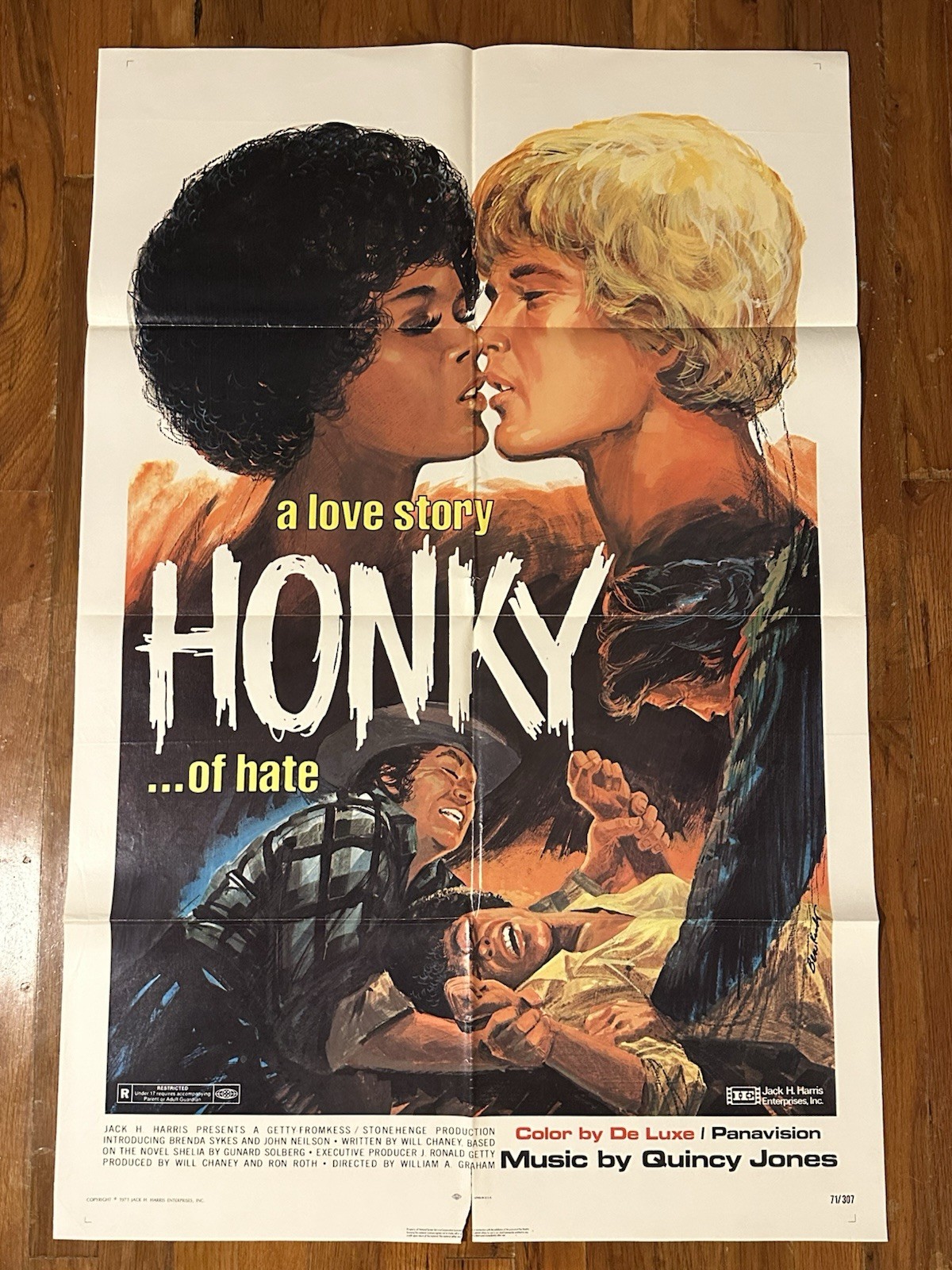 Honky (1971) Original Vintage One Sheet Movie Poster Blaxploitation Drama Film