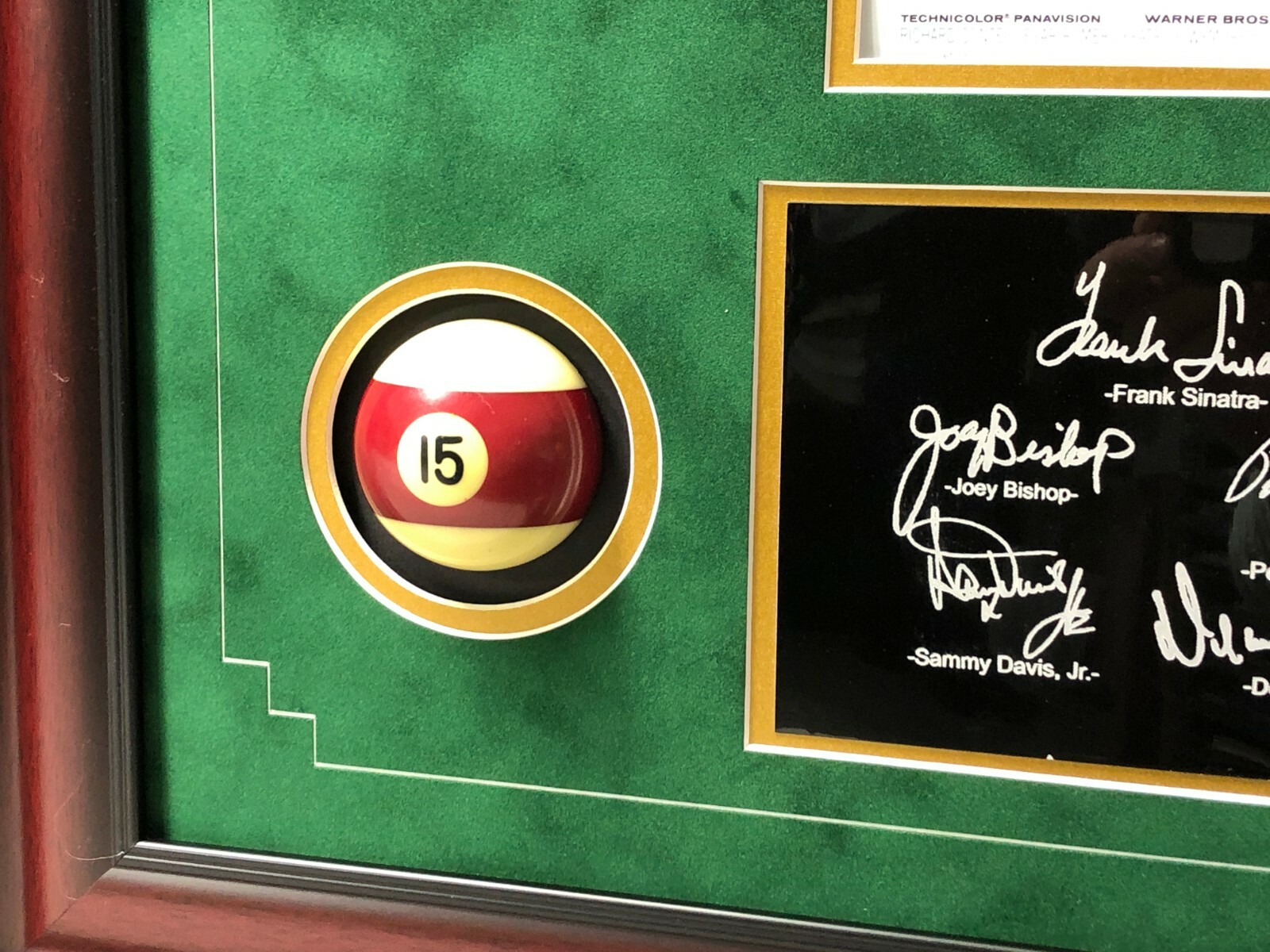 Rat Pack “Oceans 11” Billiards Pool Collage w/ Facs Autographs Signed Photo Room