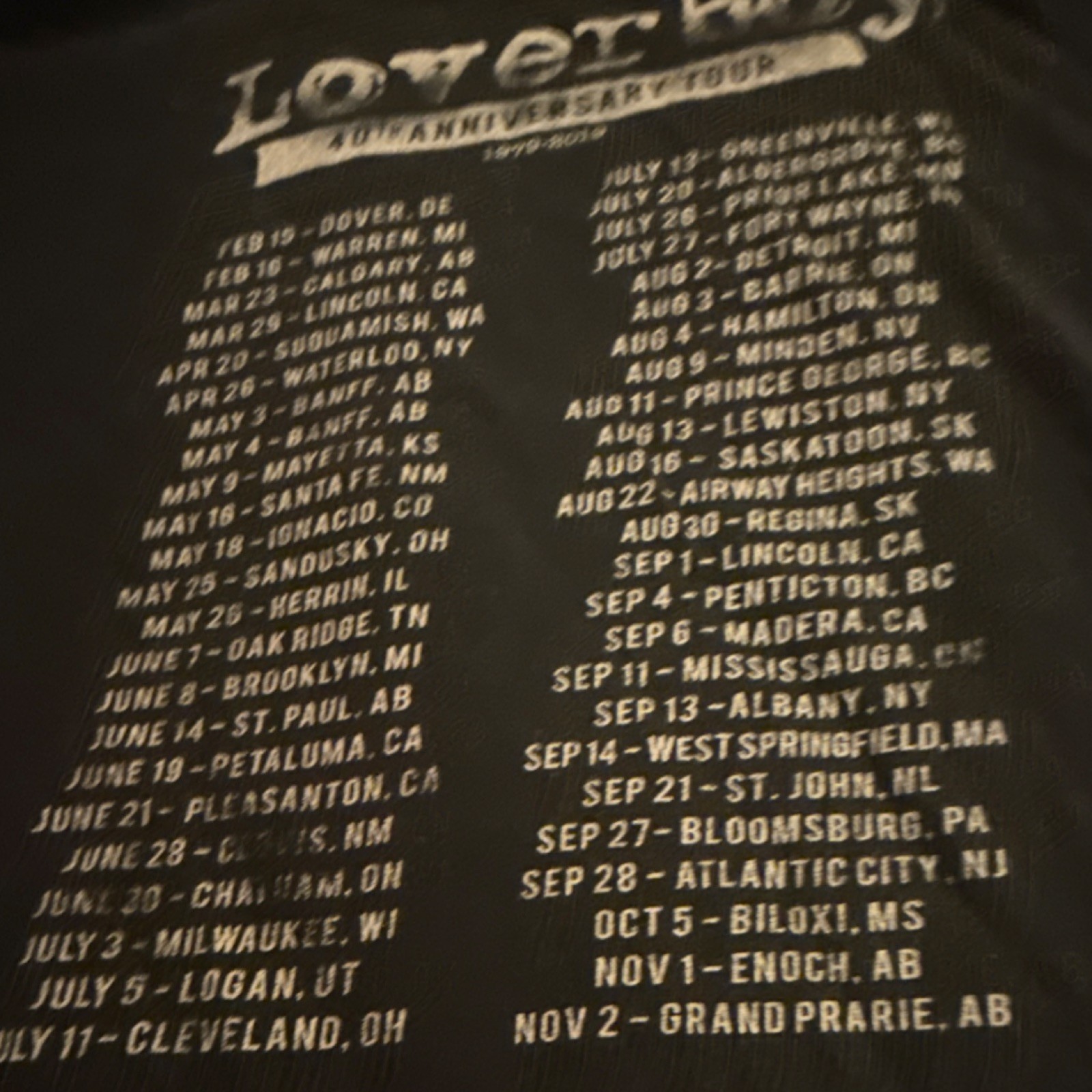 Loverboy 40 Years 40th Anniversary Tour 1979-2019 Music T-Shirt Original