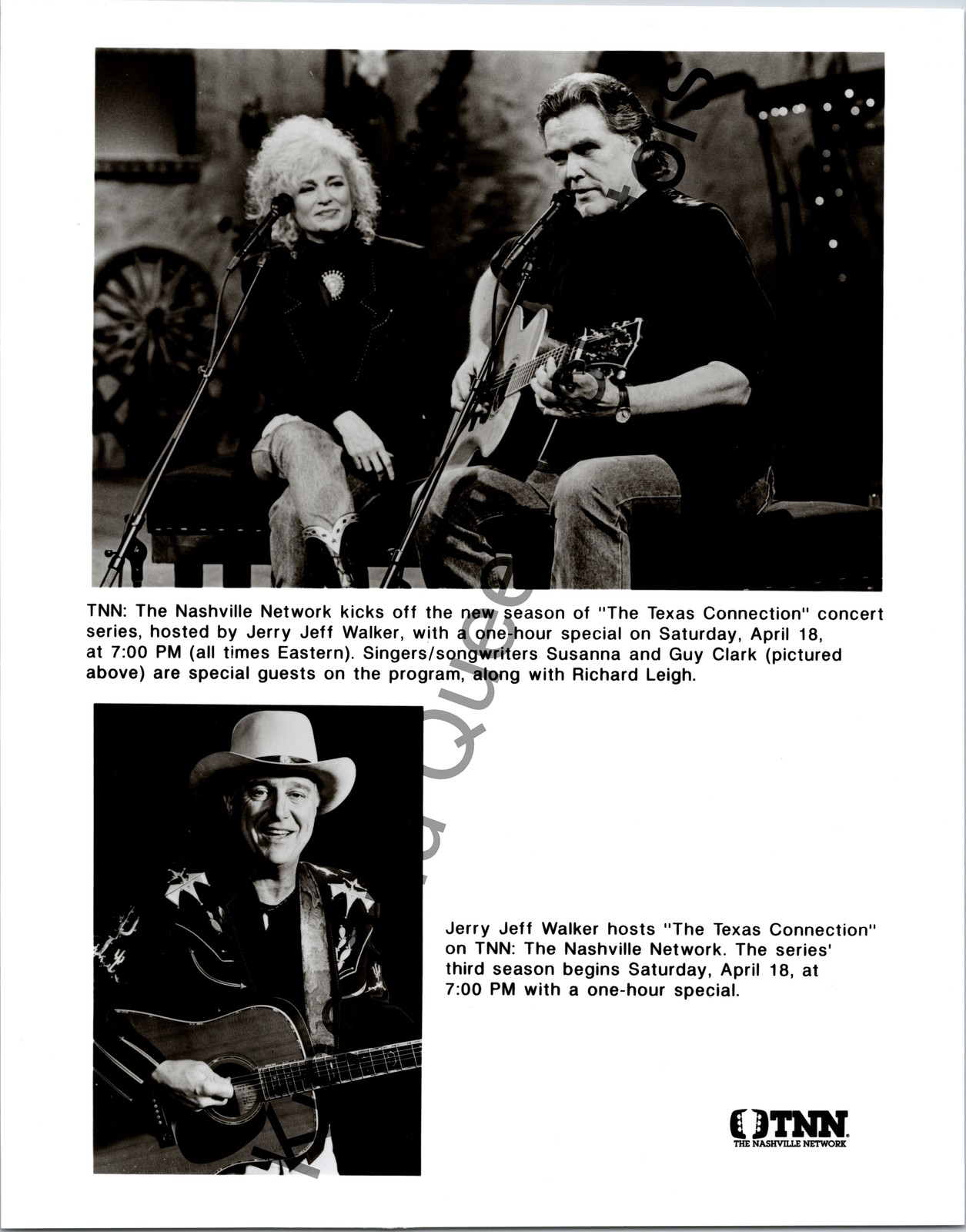 Jerry Jeff Walker Original TNN: The Nashville Network Country Press Photo