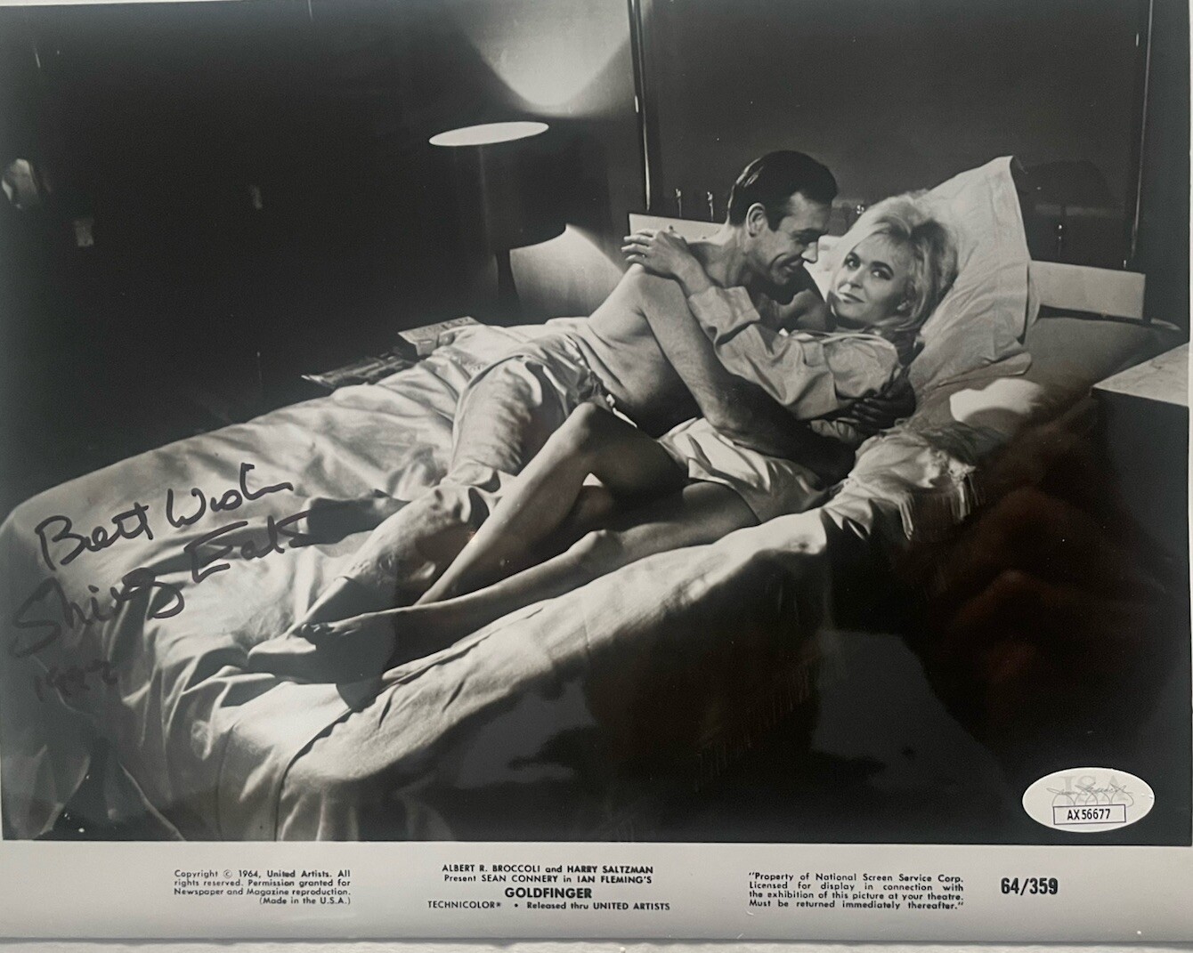 James Bond “Goldfinger” Golden Girl Signed By Shirley Eaton 8×10 Photo JSA Cert