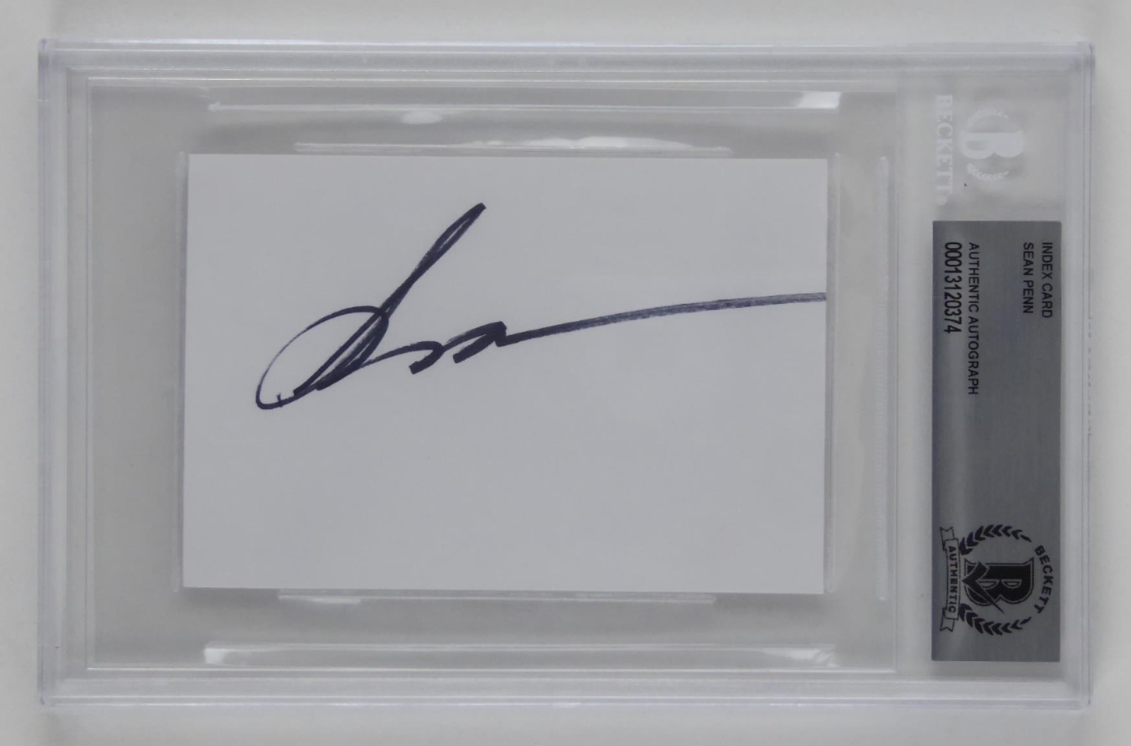 Sean Penn Signed Autographed Slabbed 3×4.5 Index Card Cut Beckett COA Actor
