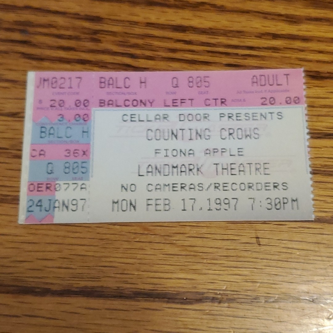 1997 Ticket Stub Counting Crows & Fiona Apple Landmark Theatre 2/17/1997