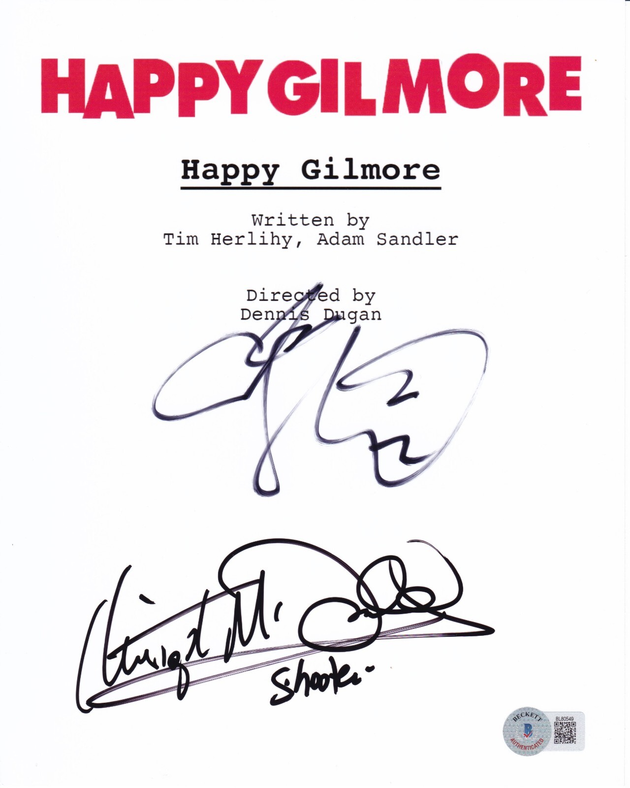 ADAM SANDLER & CHRISTOPHER MCDONALD SIGNED HAPPY GILMORE SCRIPT AUTOGRAPH COA B
