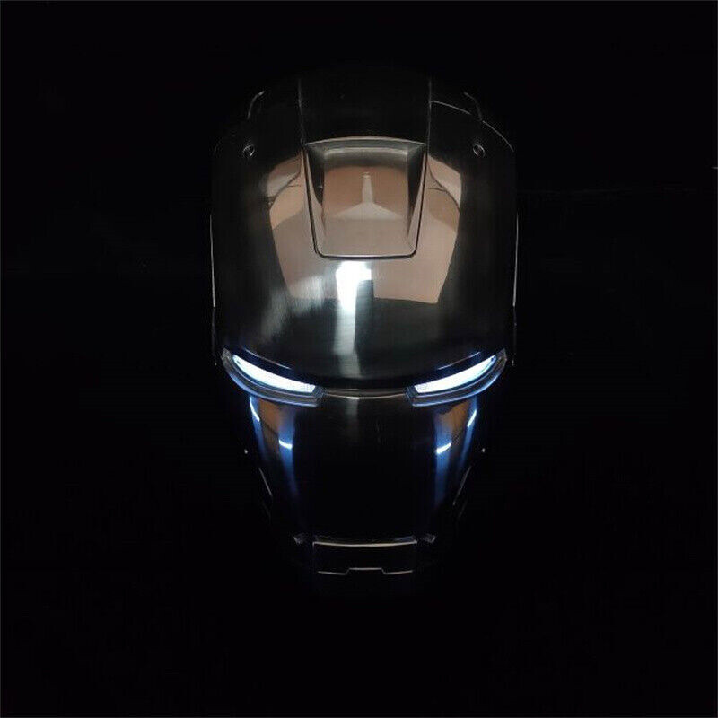 1:1 Iron Man MK2 Metal Polished Helmet LED Eyes Mask Halloween Cosplay Props