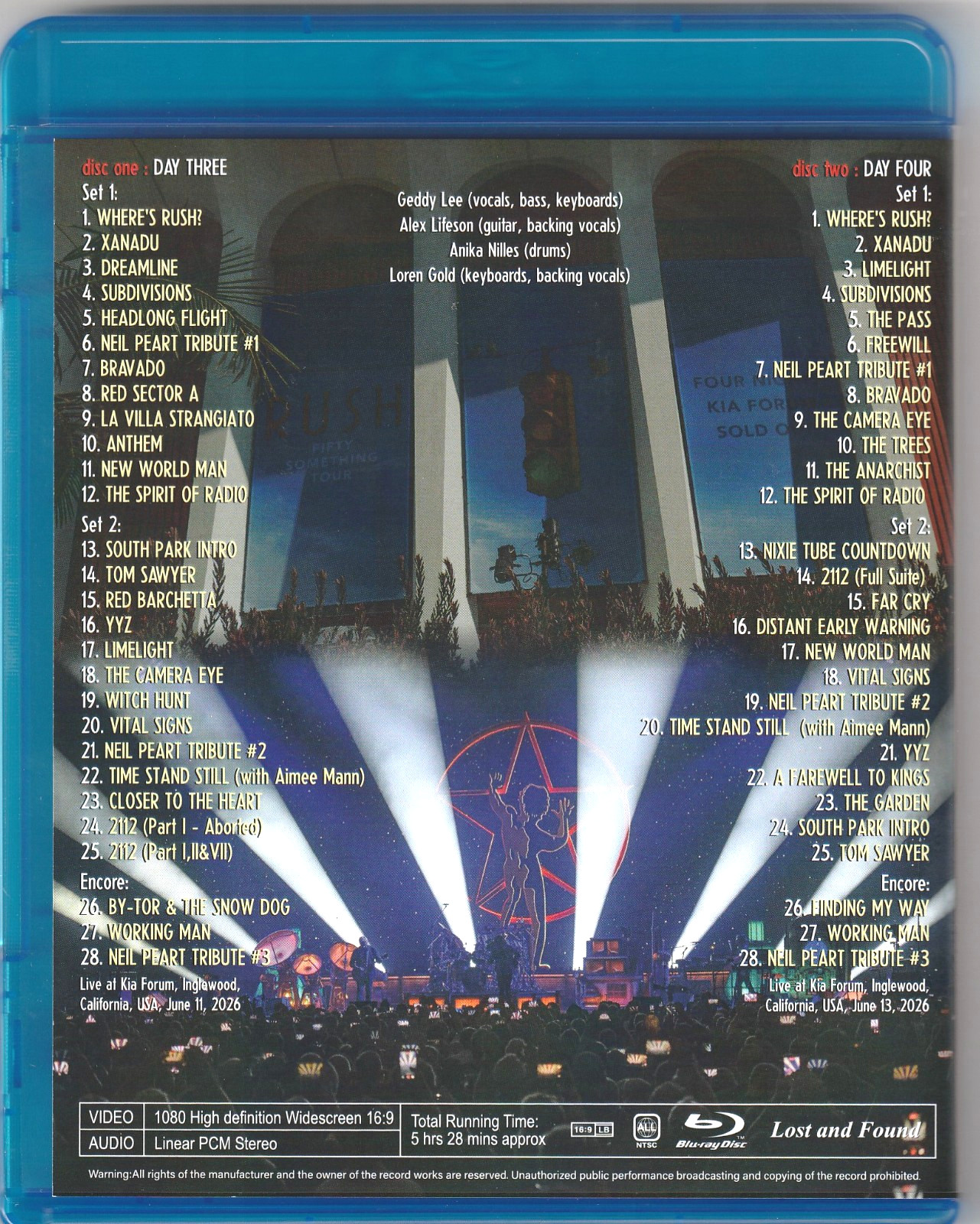RUSH / FIFTY SOMETHING COMPLETE LA NIGHTS 2026 PT 2 [3RD & 4TH DAYS] (2Blu-ray)
