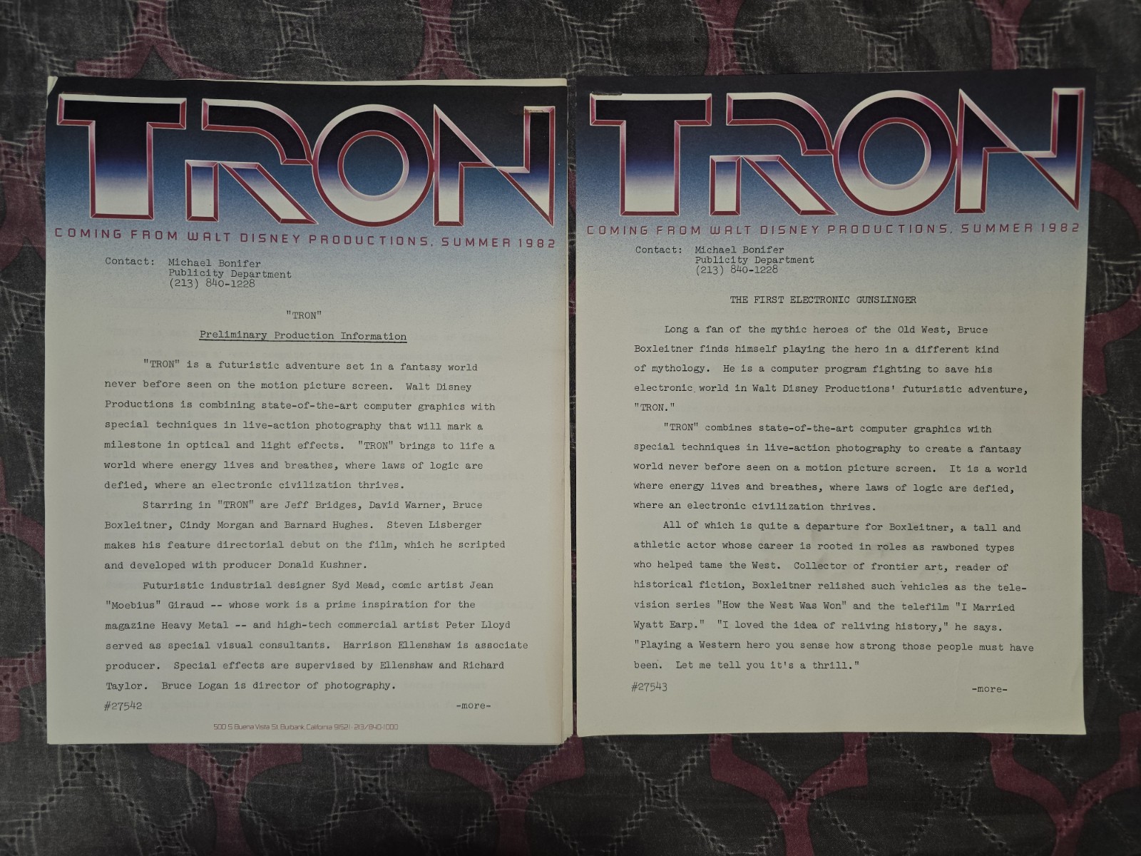 TRON 1982 Original Disney Pre-Release Press Kit Preliminary Production Info Rare