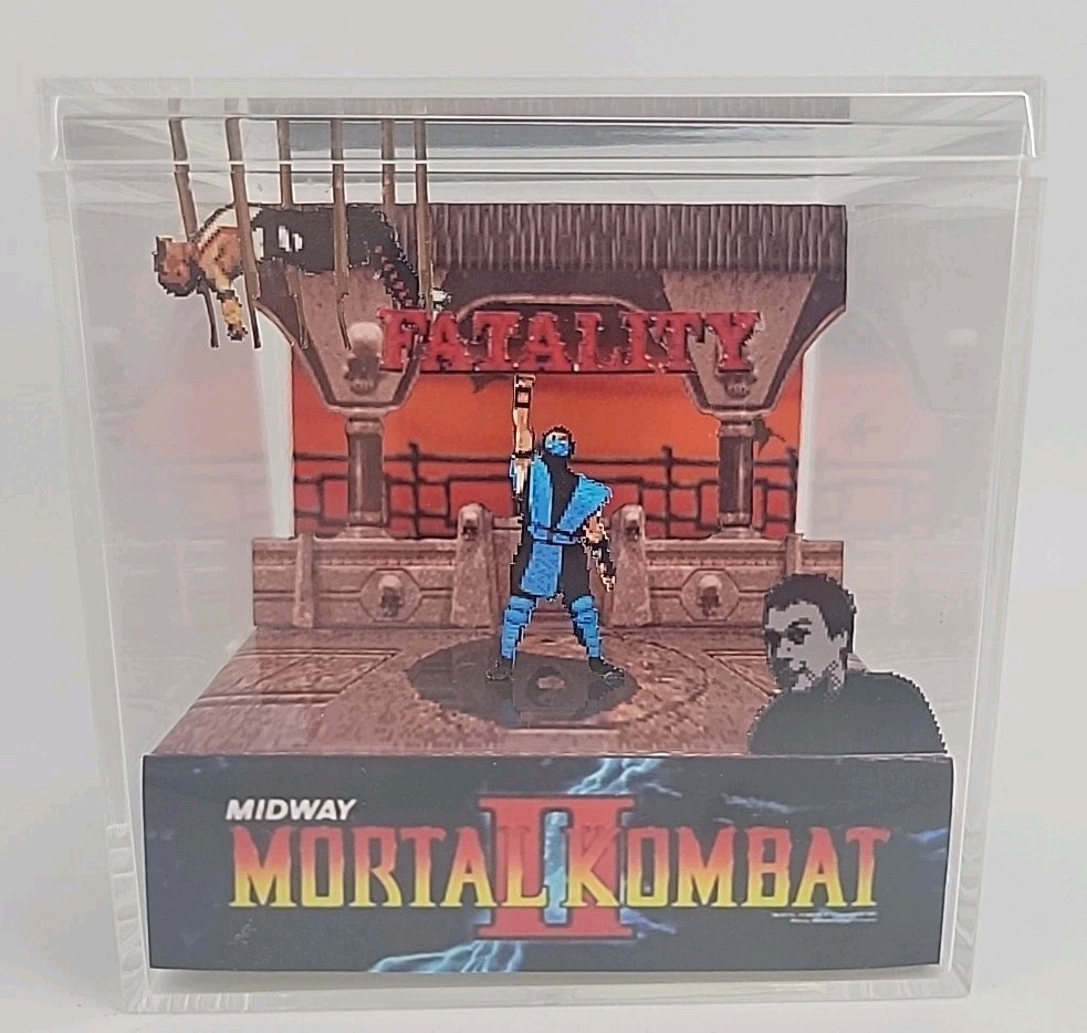 Mortal Kombat 2 3D Cube Handmade Diorama Sega Genesis Video Game Shadowbox