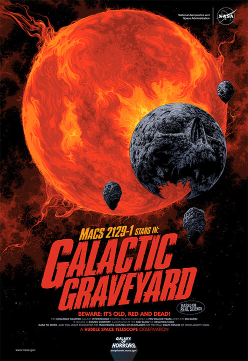 Galactic Graveyard NASA Halloween Sci Fi Retro Style Poster 22 x 15 inch Giclée