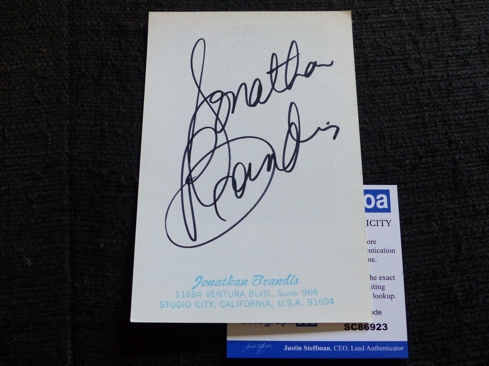 JONATHAN BRANDIS signed autograph 4×6 Autographed Autographcard ACOA COA
