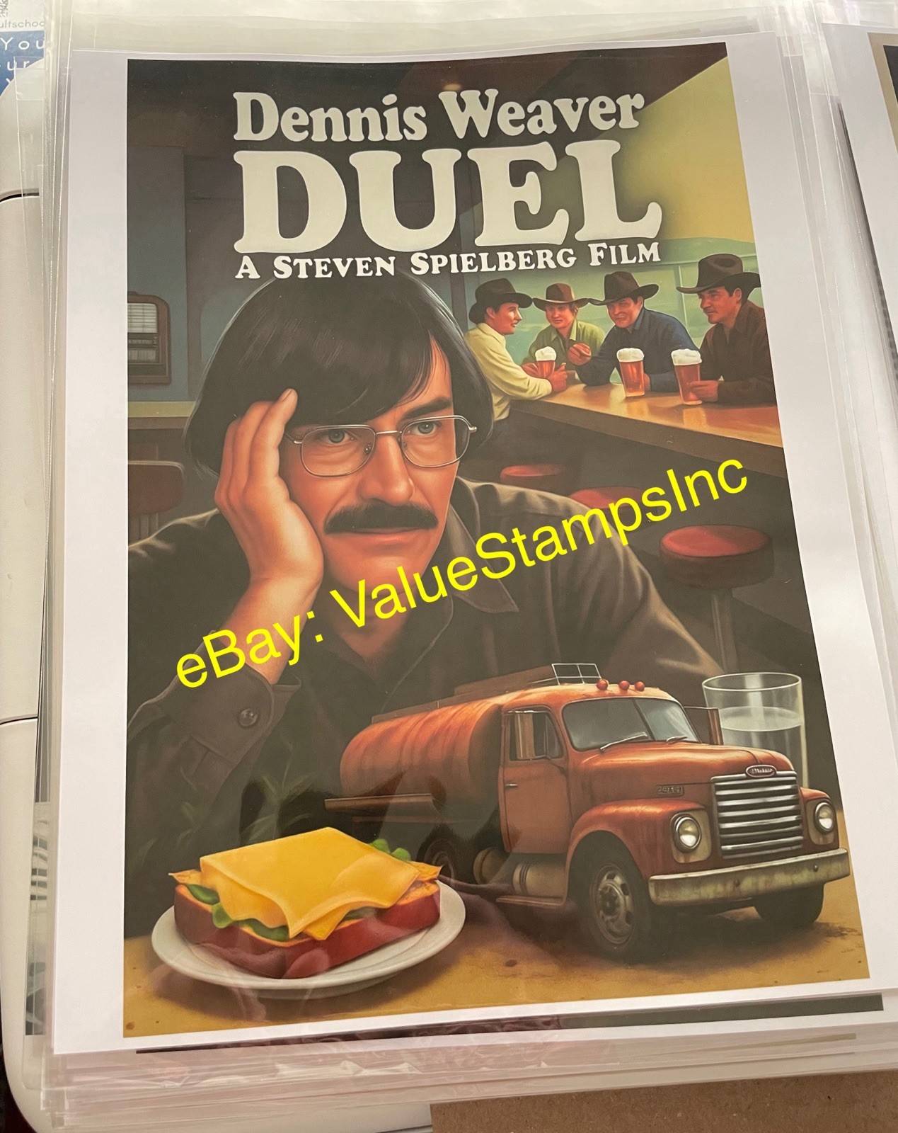 Duel Movie Poster Print VERY RARE 8.5×11 Dennis Weaver, Steven Spielberg 1970’s