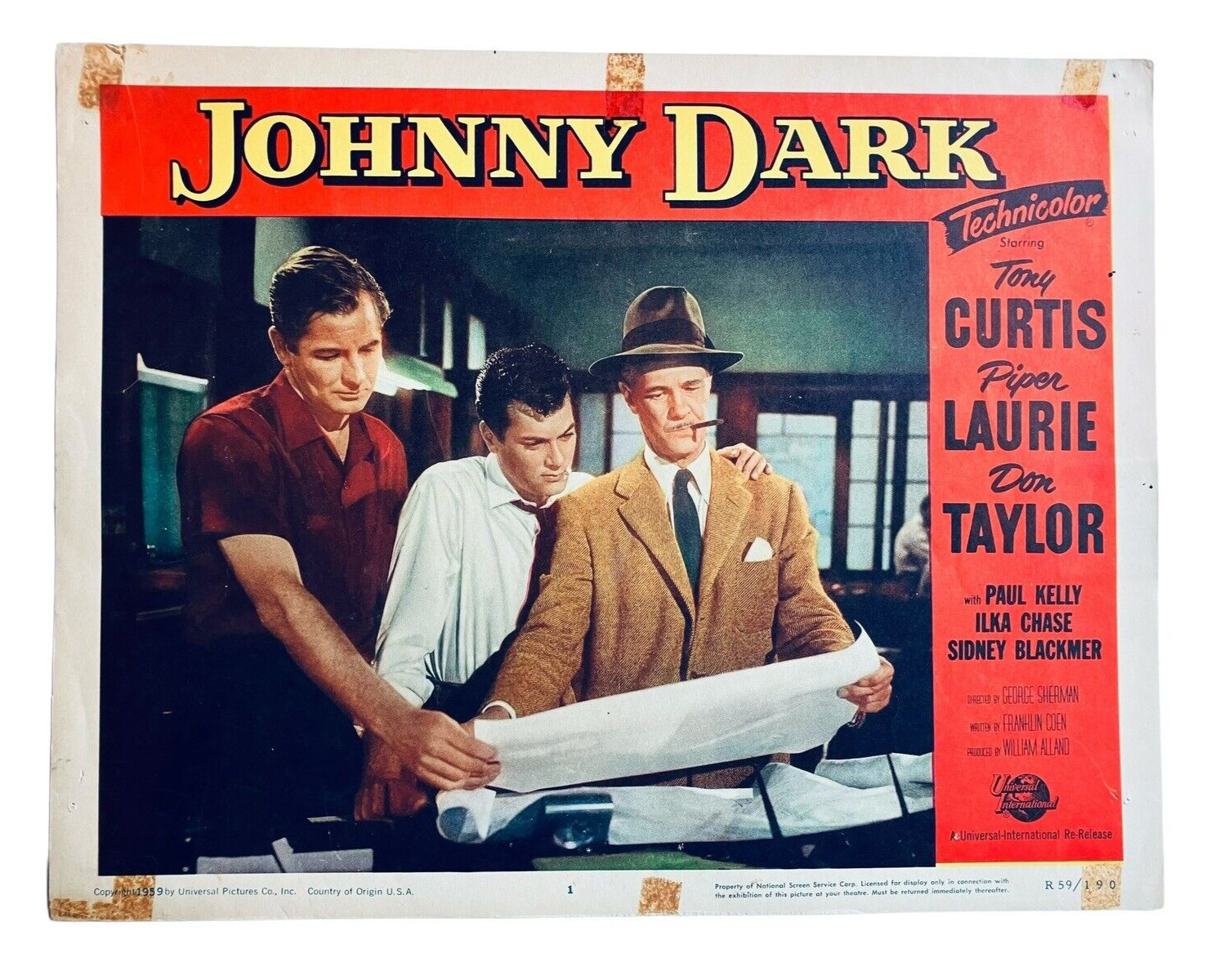 Johnny Dark Lobby Card 1959 Movie Theater Home Decor Tony Curtis Piper Laurie