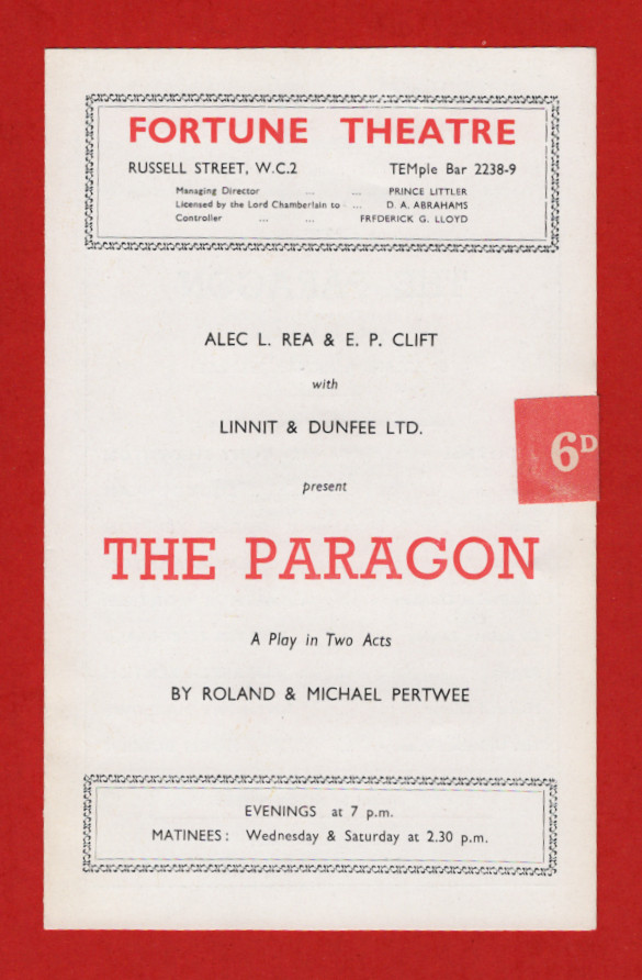 Hugh Burden “THE PARAGON” Arthur Wontner / Nan Braunton 1948 London Playbill