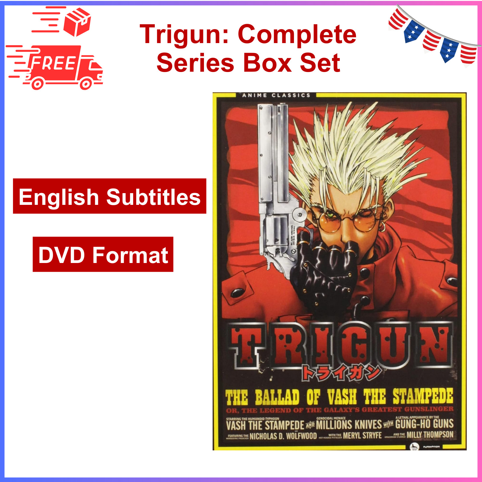 Trigun: Complete Series Box Set (Classic) DVD English & Japanese Language, Anime