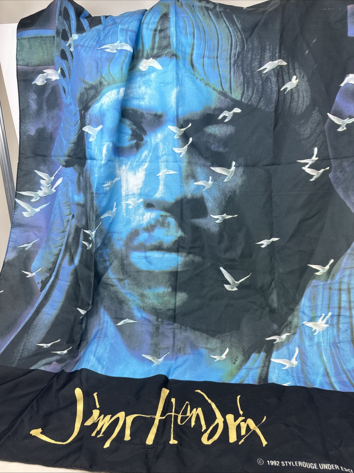 Jimi Hendrix 1992 Vintage Tapestry Flag Silkie 42″X29″ Made In Italy